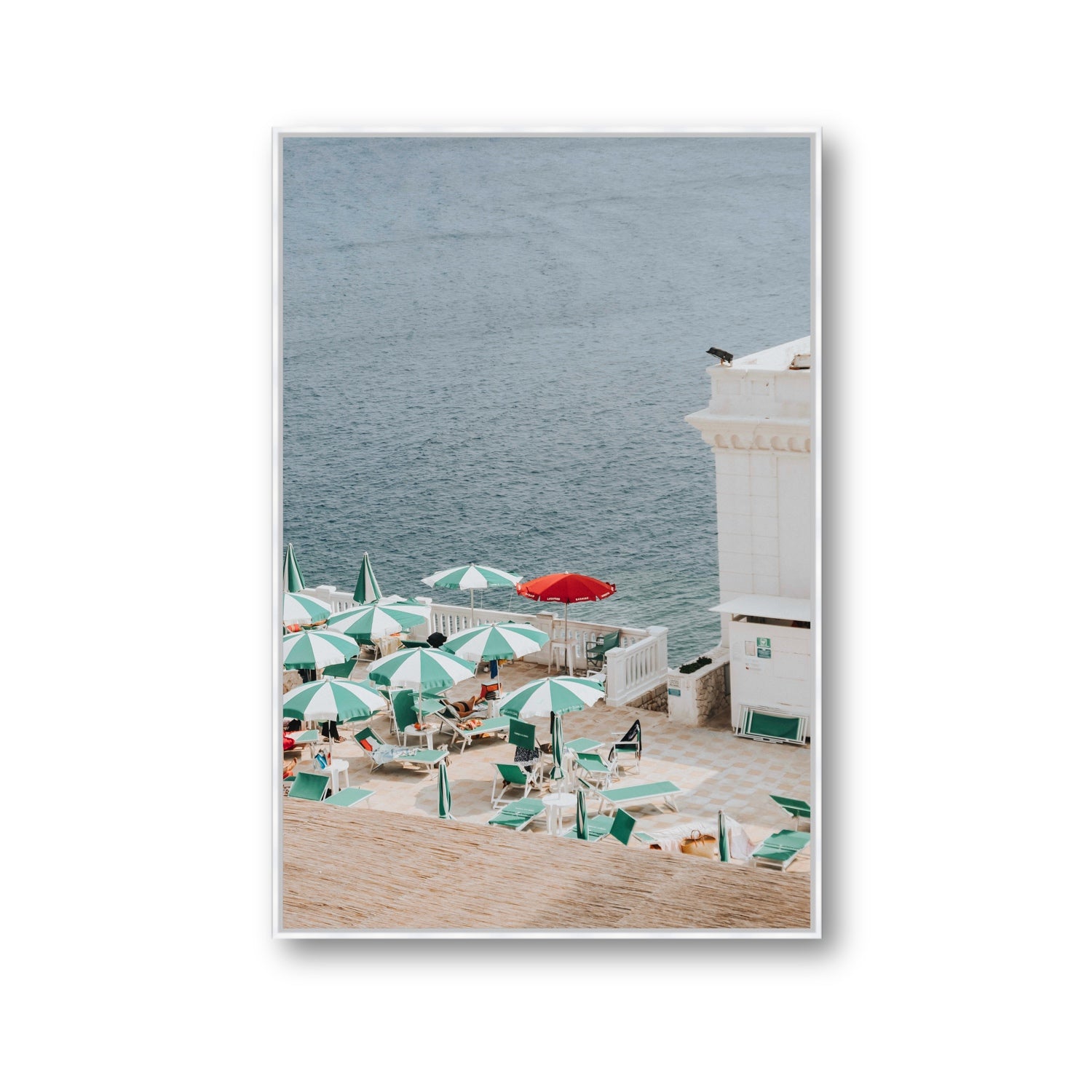 Lido Italiano Puglia beach Italian wall art Gallery fine art canvas in white float frame