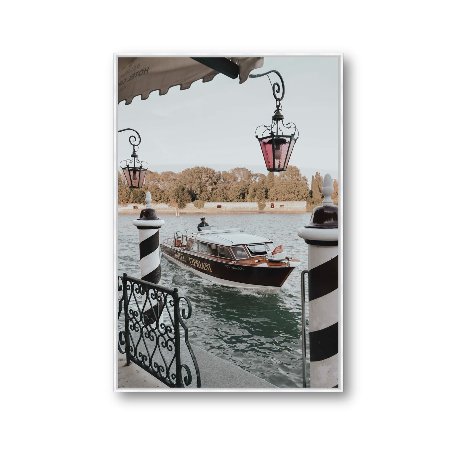 Taxi Shuttle Venice wall art Gallery fine art canvas in white float frame