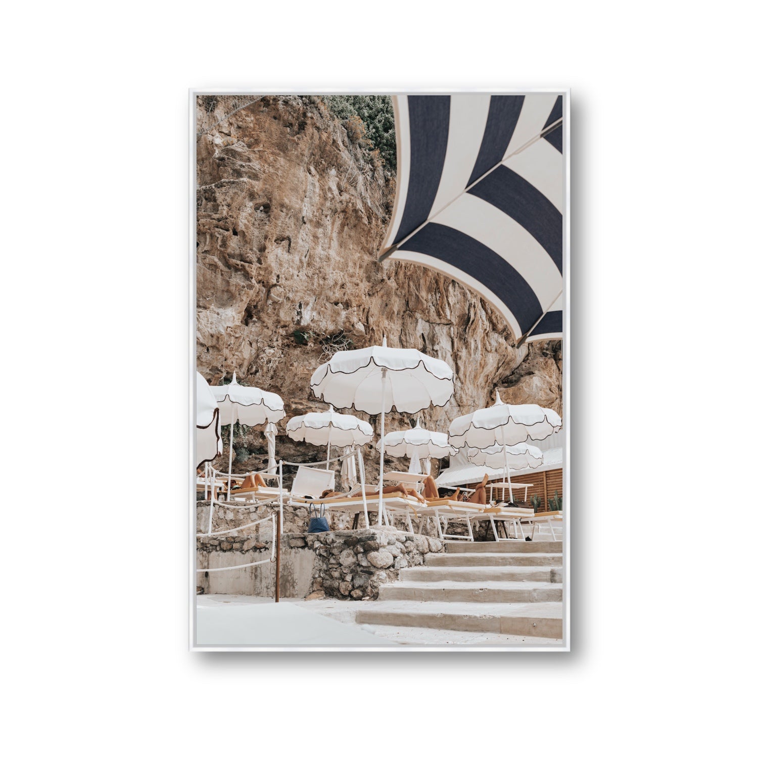 Rocky Refuge fine art print, Positano, Italy, Gallery, White Float Frame, Fine Art Canvas