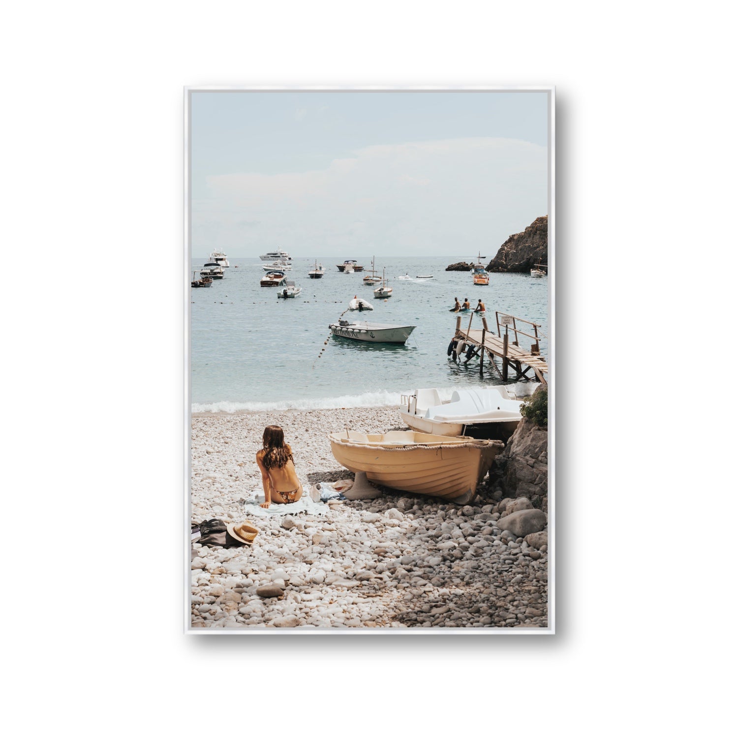 Solo Sojourn Nerano wall art Gallery fine art canvas in white float frame