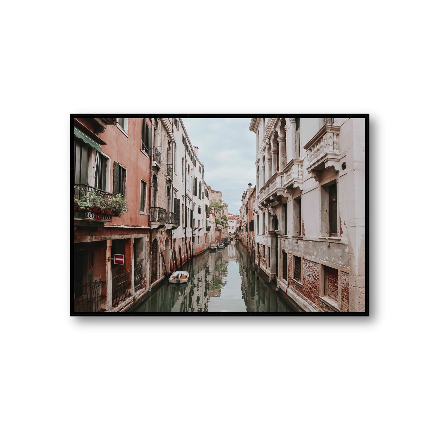 The Floating City Venice Canal Italian decor wall art Giant fine art canvas in black float frame
