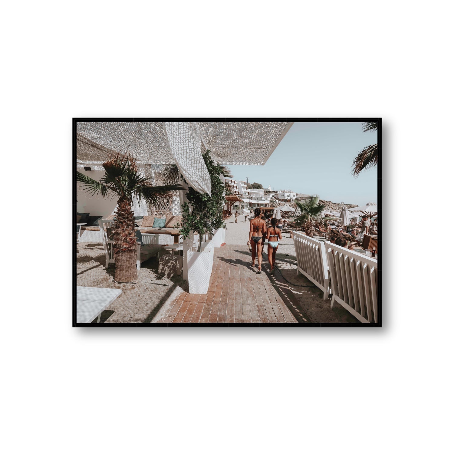 Mitera Kori Mykonos Greek island wall art Giant fine art canvas in black float frame
