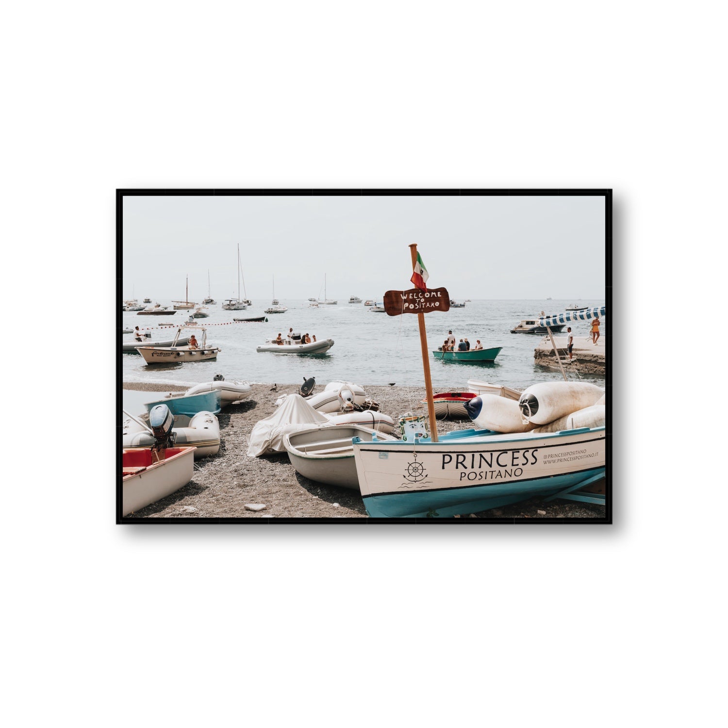 Princess Positano fine art print, Positano, Italy, Giant, Black Float Frame, Fine Art Canvas
