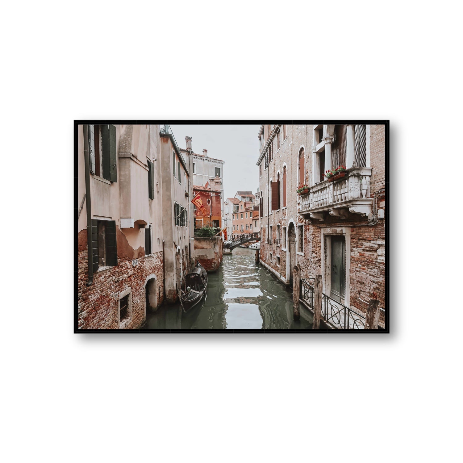 Venetian Gothic Venice Canal Italian wall art Giant fine art canvas in black float frame