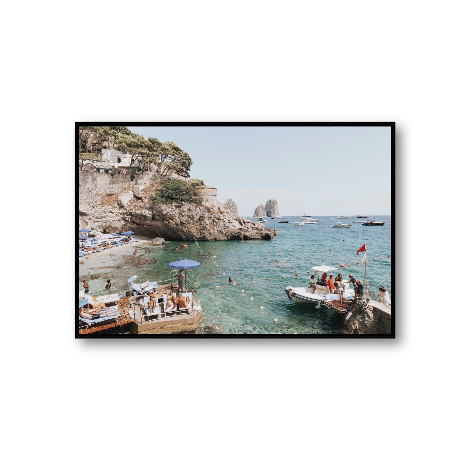 Torre Saracena fine art print, Capri, Italy, Giant, Black Float Frame, Fine Art Canvas