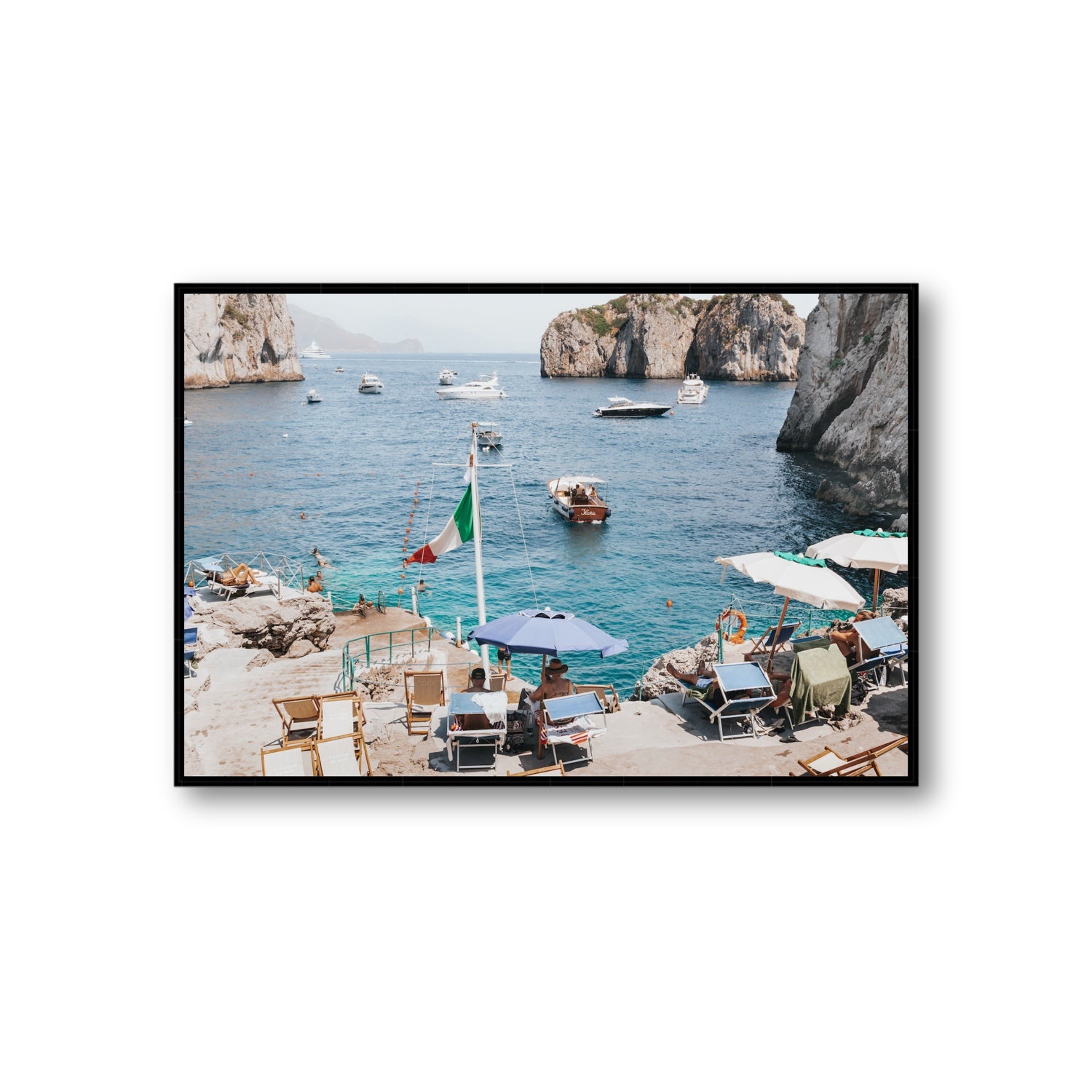 Smooth Sailing fine art print, Capri, Italy, Giant, Black Float Frame, Fine Art Canvas