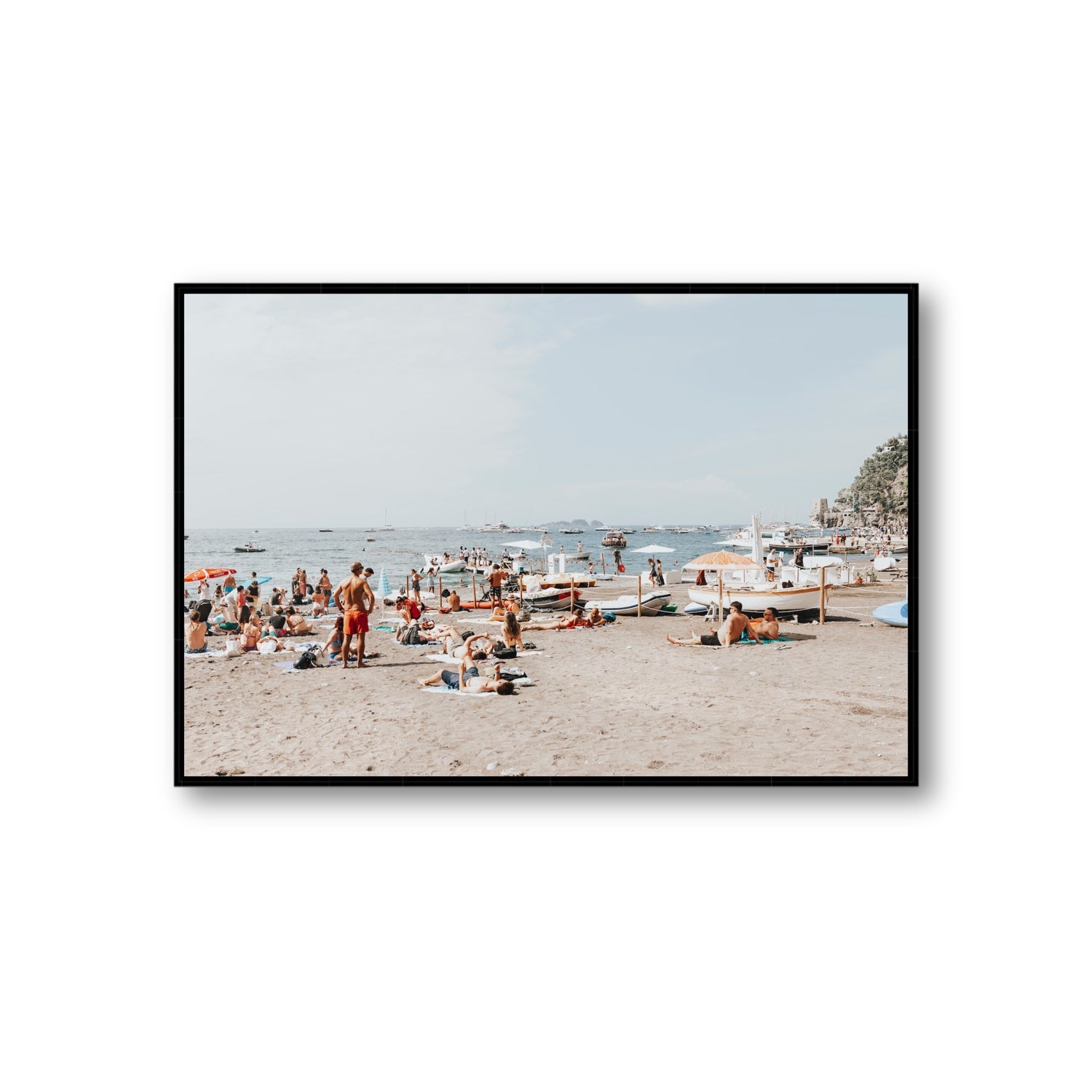 Beachy Vibes fine art print, Positano, Italy, Giant, Black Float Frame, Fine Art Canvas