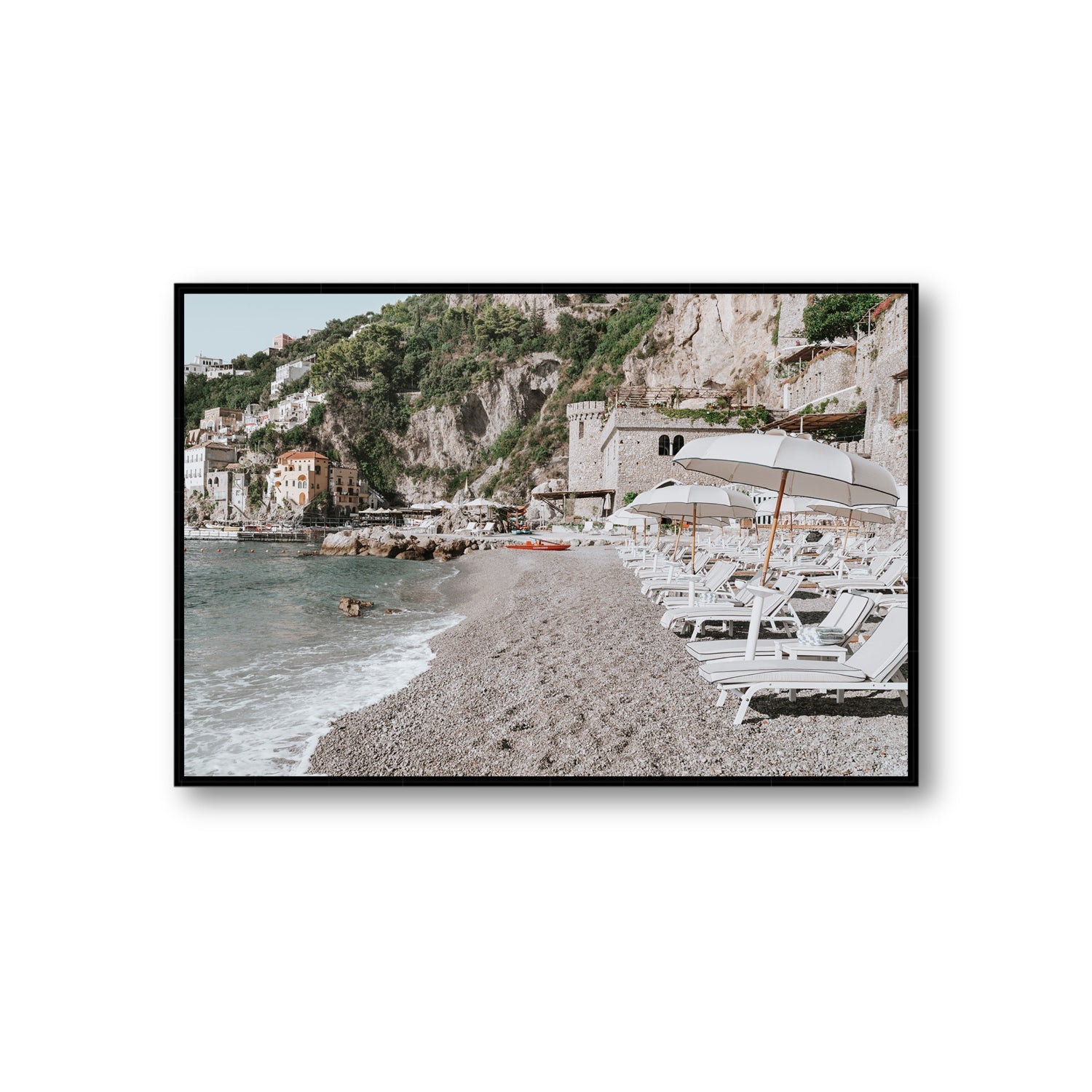 Borgo Santandrea fine art print, Amalfi, Italy, Giant, Black Float Frame, Fine Art Canvas