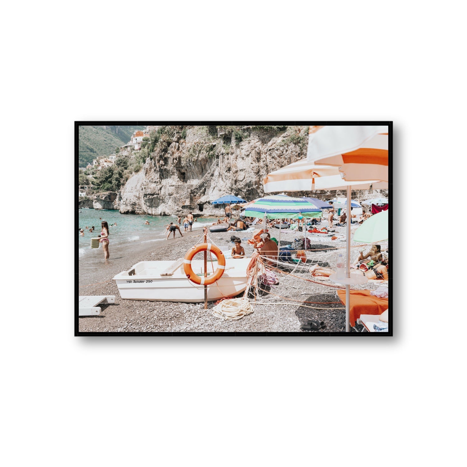 Bellezza By The Bay fine art print, Positano, Italy, Giant, Black Float Frame, Fine Art Canvas