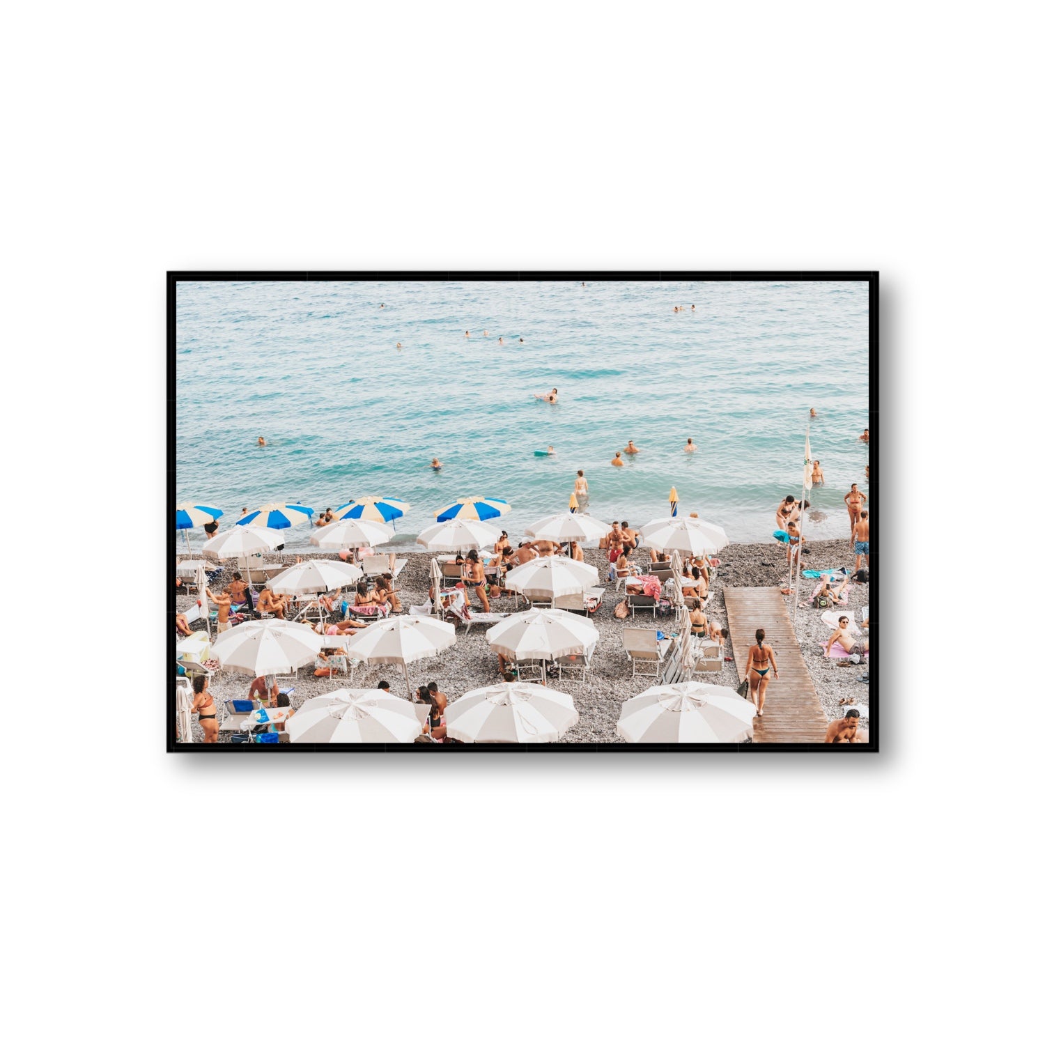 Dreamscape Amalfi Italian beach wall art Giant fine art canvas in black float frame