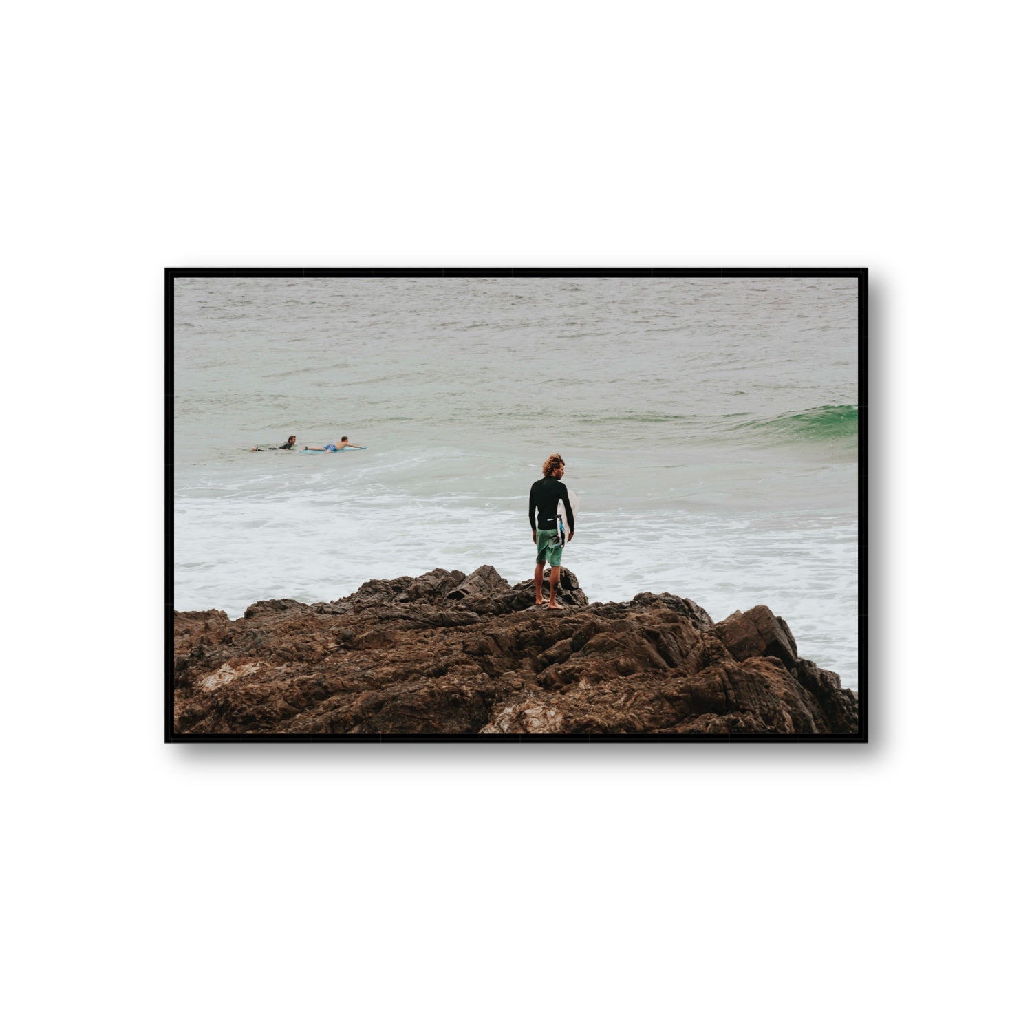 Let The Sea Set You Free Byron Bay Surf wall art Giant fine art canvas in black float frame