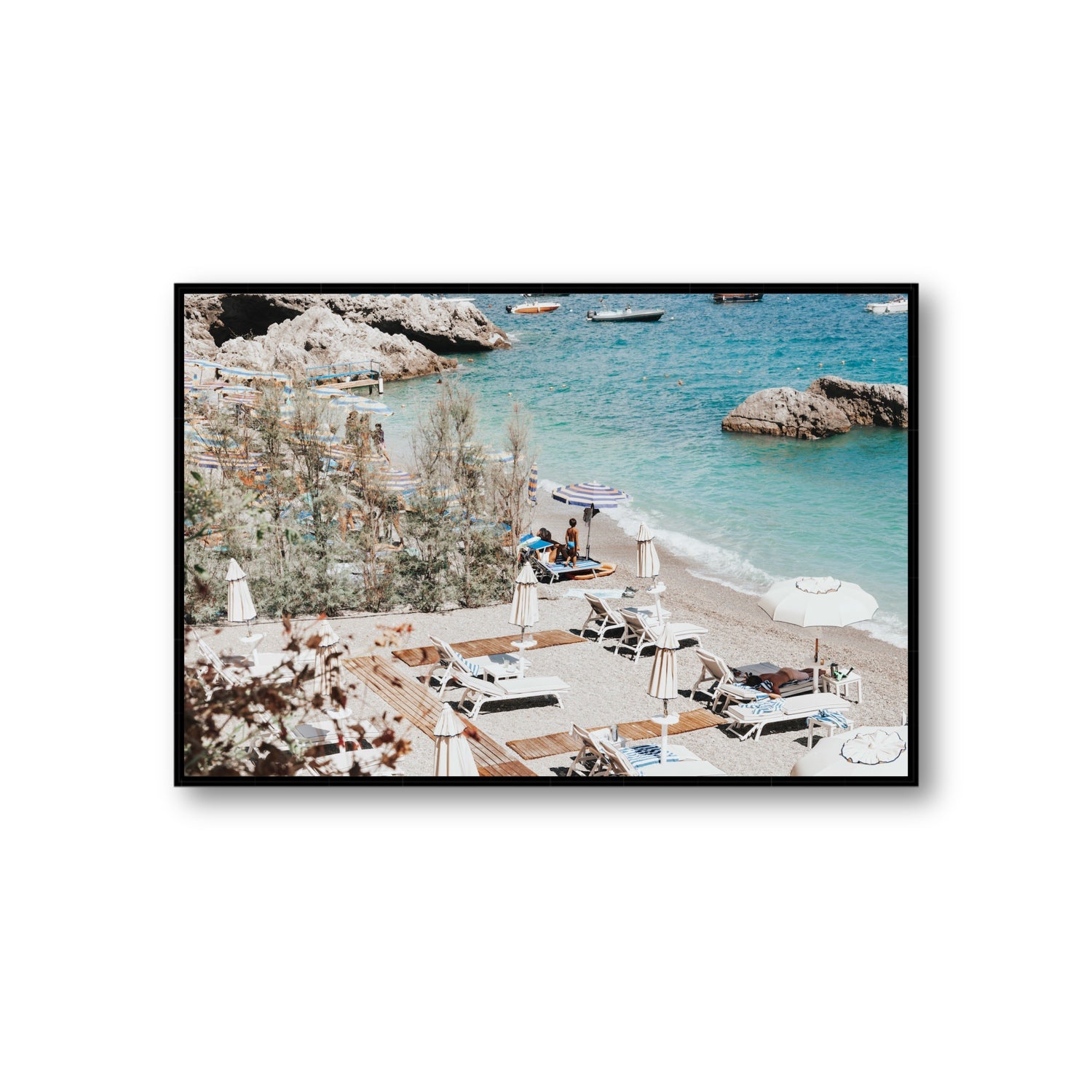 Life Could Be A Dream Amalfi wall art Giant fine art canvas in black float frame