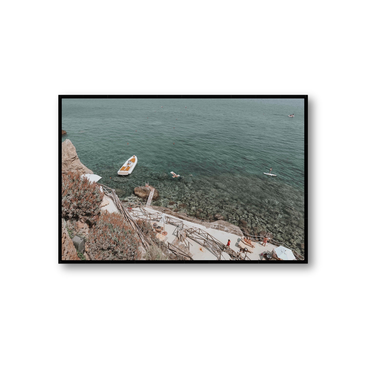 The Lagoon Tuscany coastal Italian wall art Giant fine art canvas in black float frame