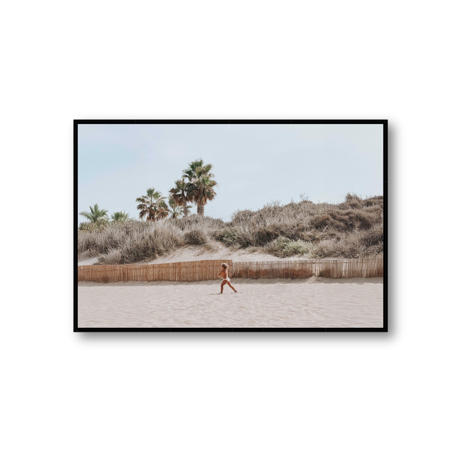 Ragazza Da Spiaggia Puglia beach Italian fine art print Giant fine art canvas in black float frame