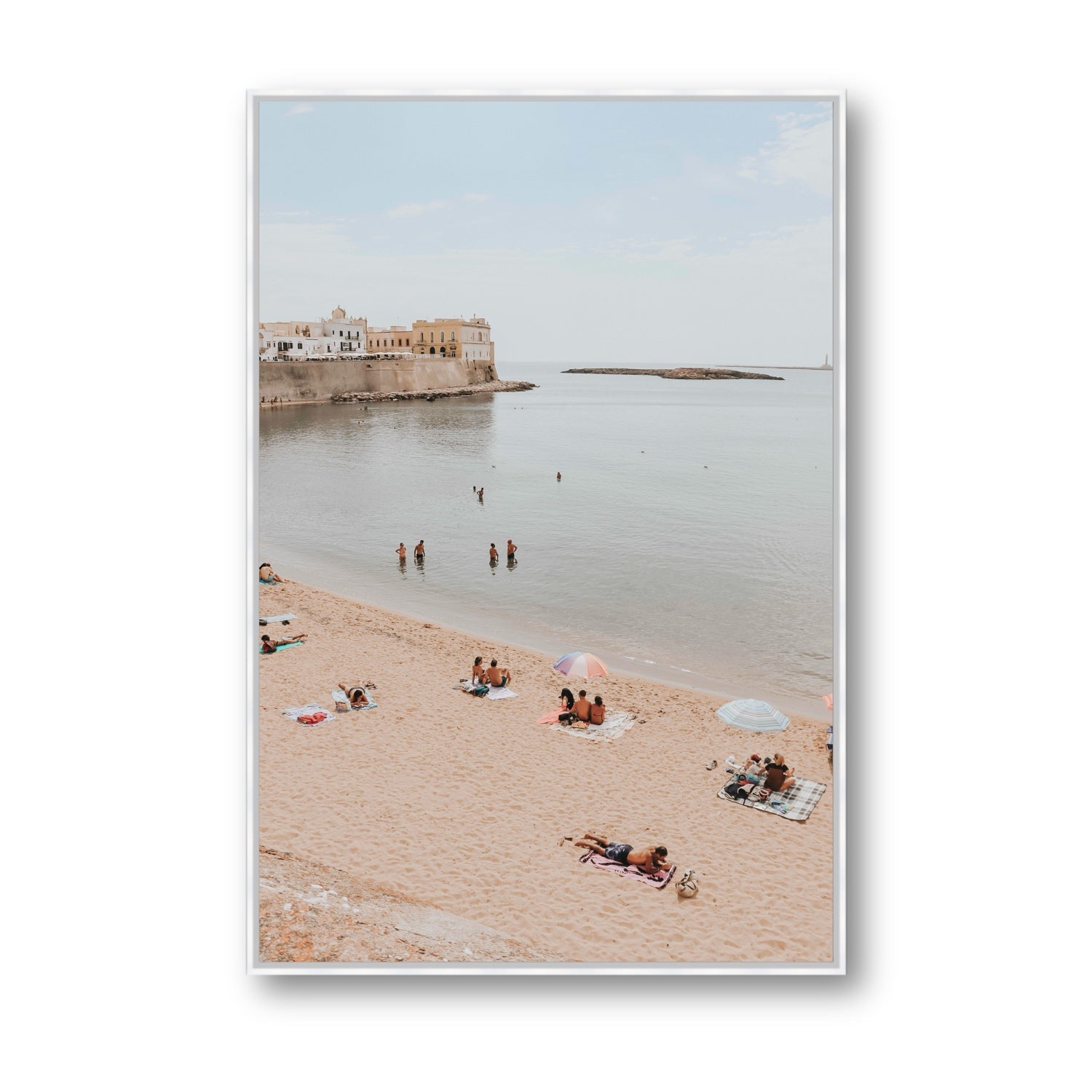 Spiaggia della Purita Puglia coastal art print Statement fine art canvas in white float frame