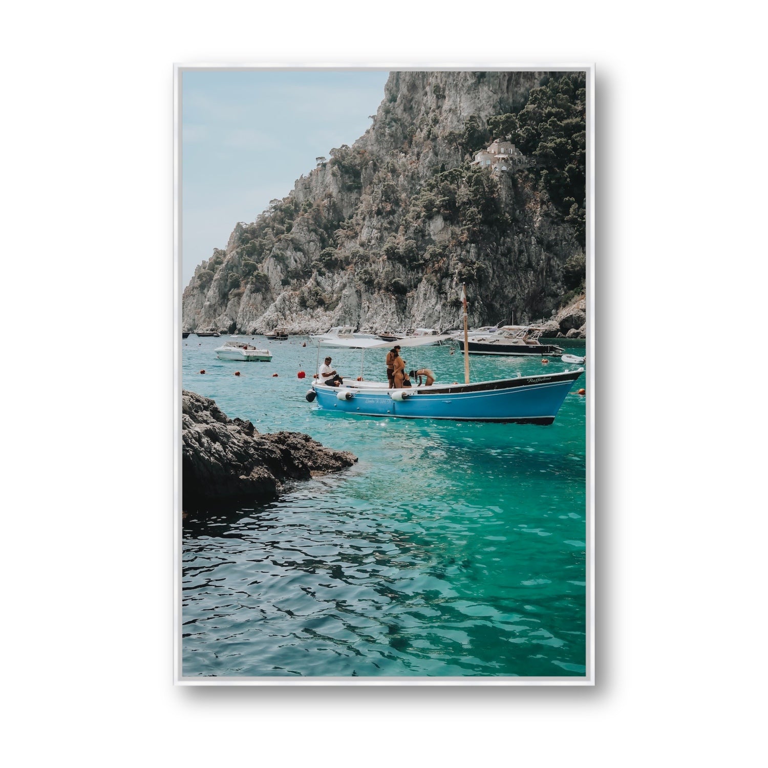 Emerald Escape fine art print, Capri, Italy, Statement, White Float Frame, Fine Art Canvas