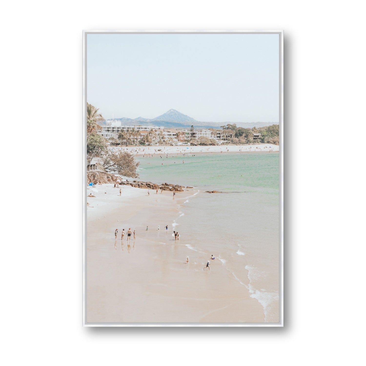 Little Cove Shallows fine art print, Noosa, Australia, coastal scenes artwork, Statement, White Float Frame, Fine Art Canvas