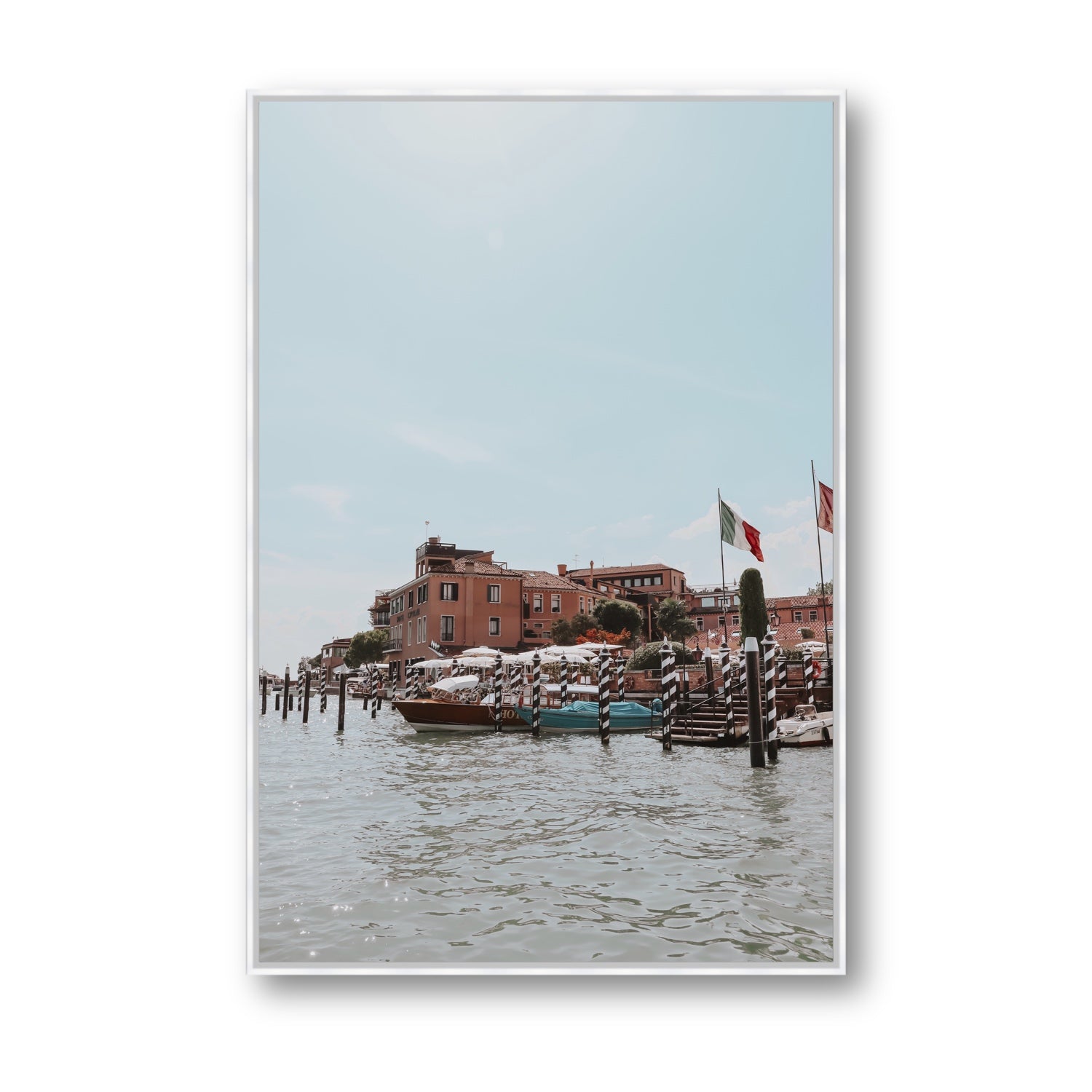 Giudecca Island Venice wall art Statement fine art canvas in white float frame