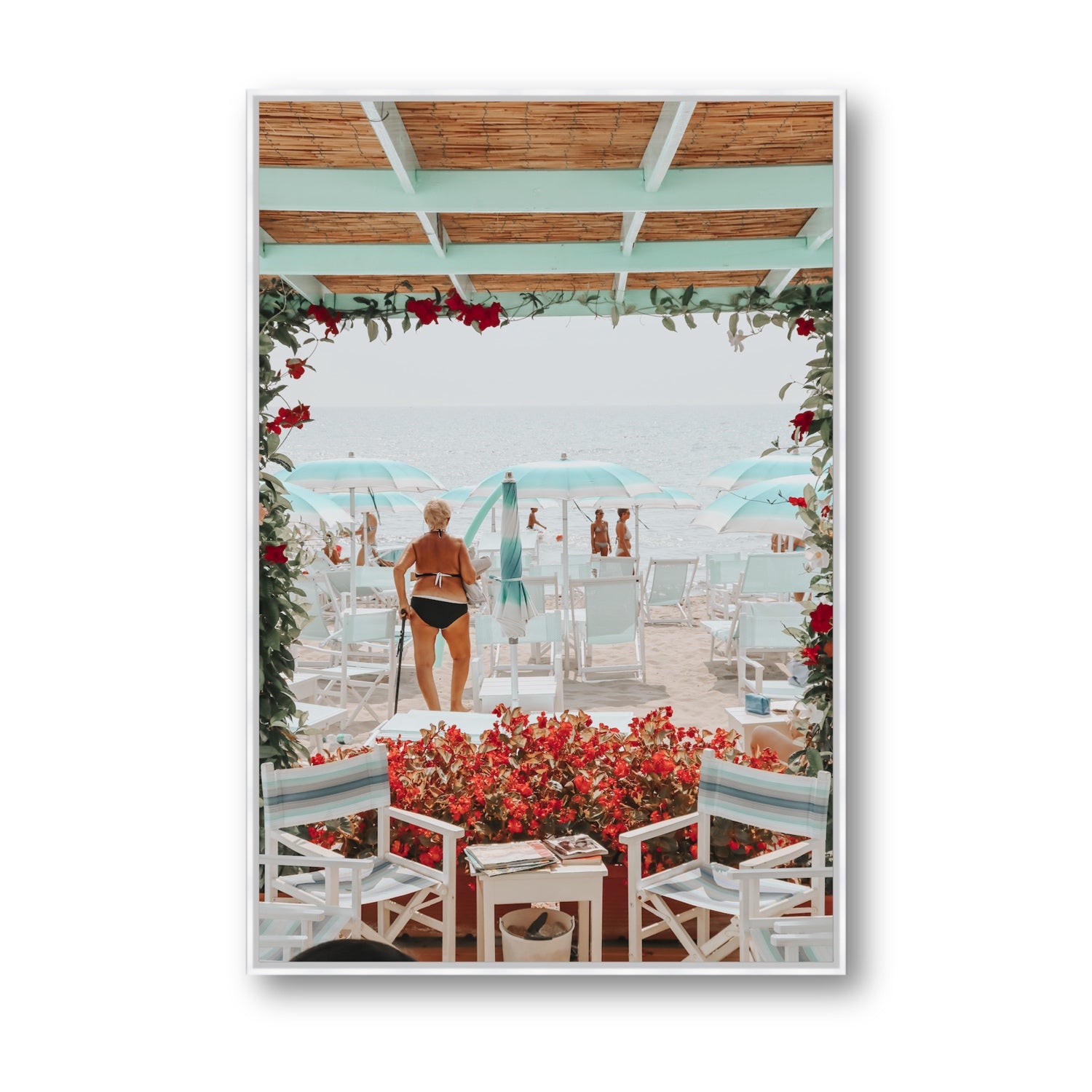 Nonna's Italian Escape Alassio Italian wall art Statement fine art canvas in white float frame