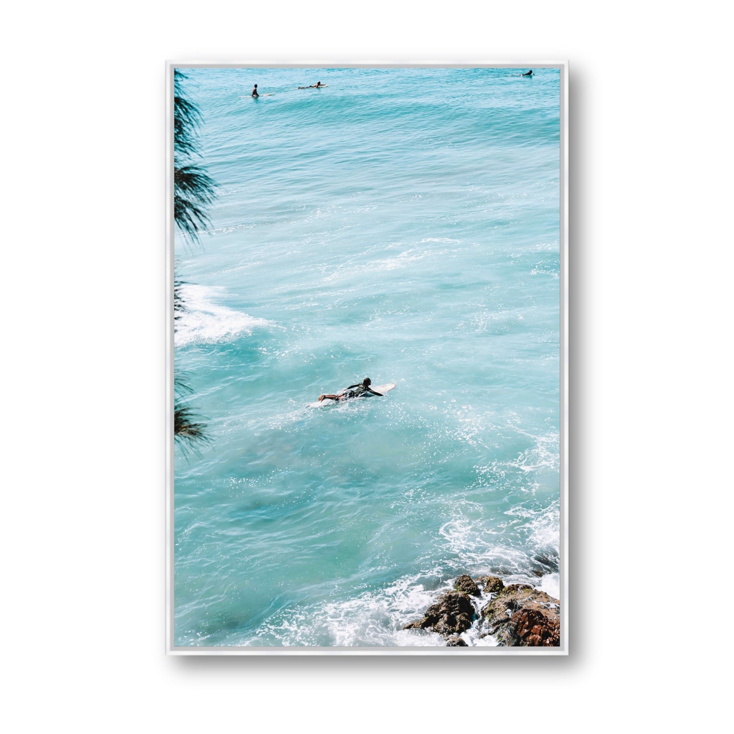Blue Crush fine art print, Byron Bay, Australia, Statement, White Float Frame, Fine Art Canvas