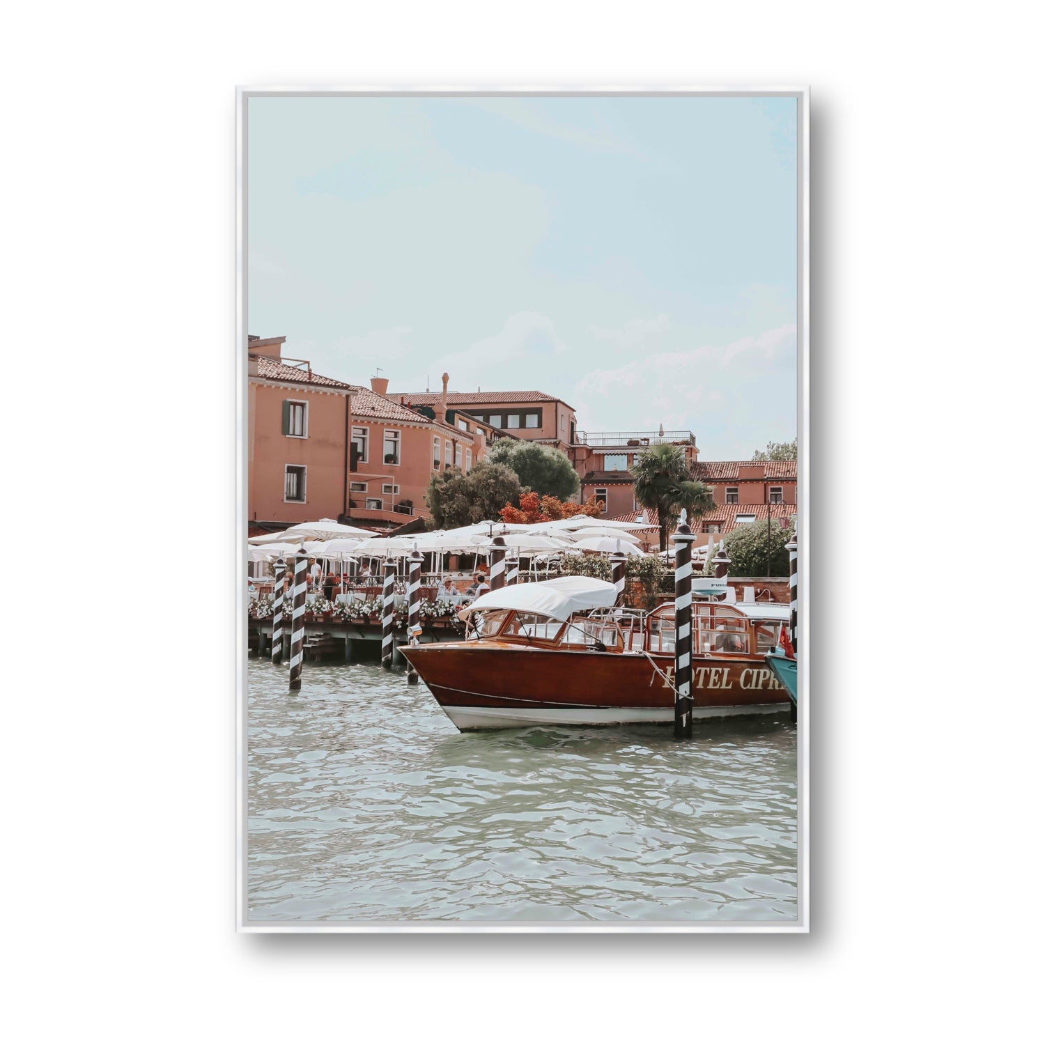 Queen Of The Adriatic Venice Italian wall art Statement fine art canvas in white float frame