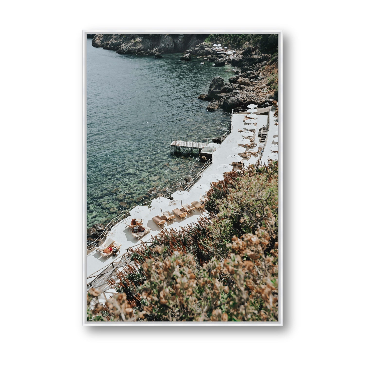 Go Beyond The Postcard Tuscany coastal wall art Statement fine art canvas in white float frame