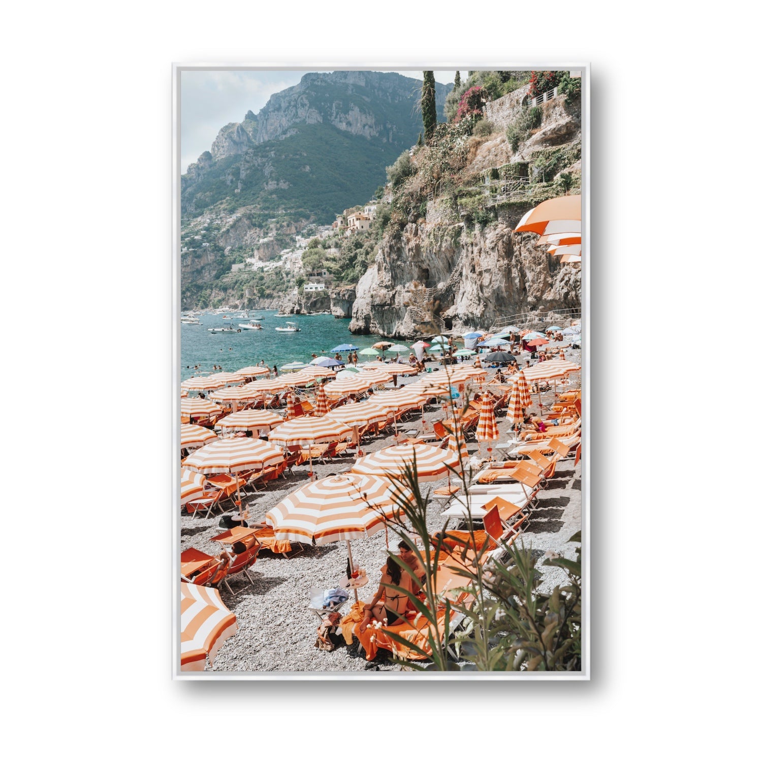 Bagni d'Arienzo Positano decor wall art Statement fine art canvas in white float frame