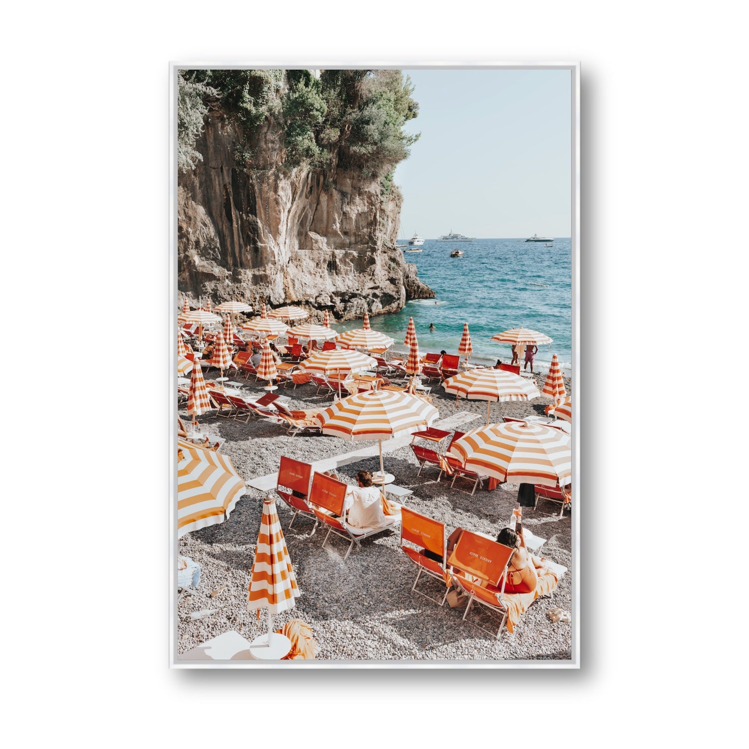 Tangerine Dream fine art print, Positano, Italy, Statement, White Float Frame, Fine Art Canvas