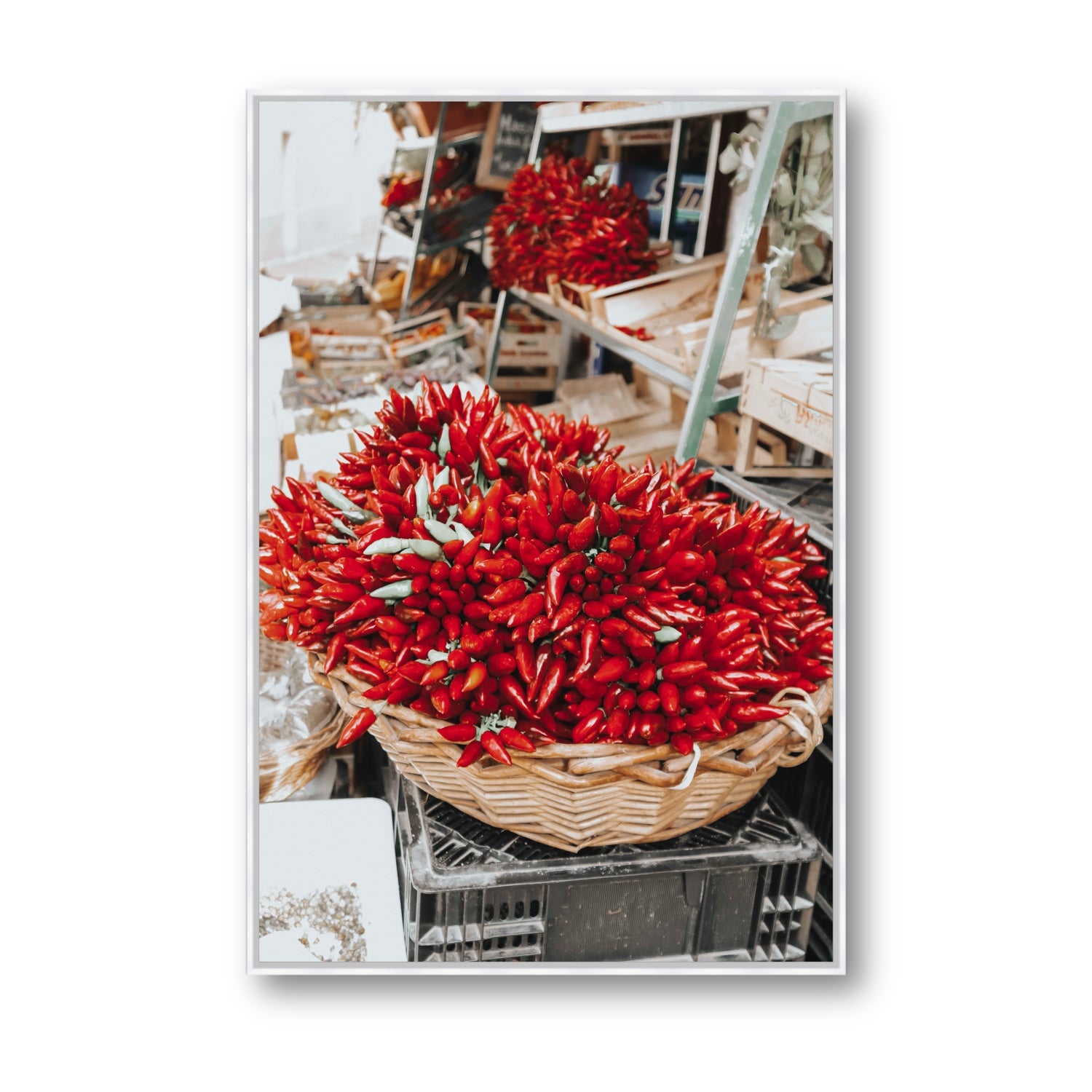 Spicy Bunch Puglia Italian wall art Statement fine art canvas in white float frame