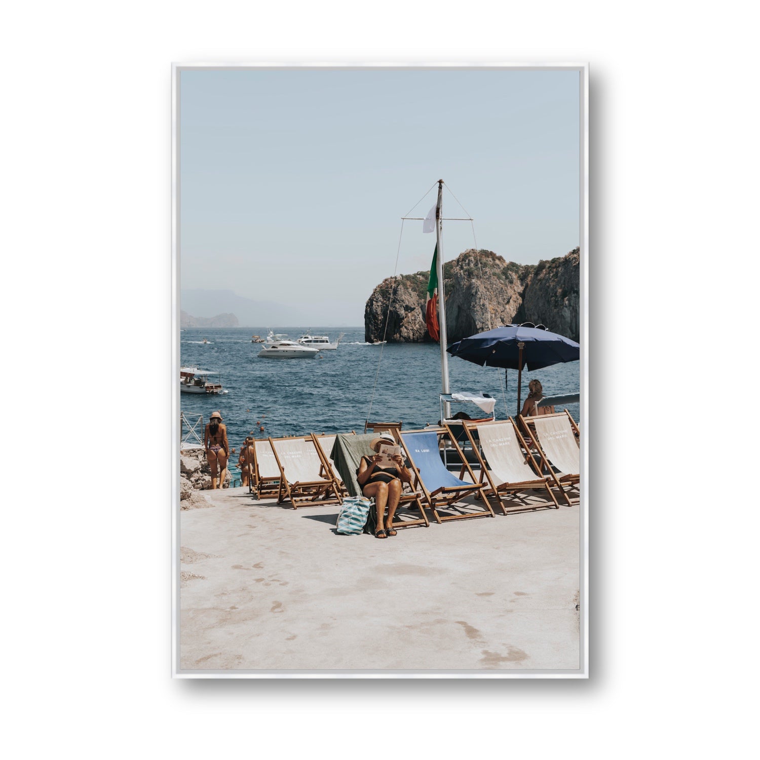 Vintage Sun Goddess fine art print, Capri, Italy, Statement, White Float Frame, Fine Art Canvas