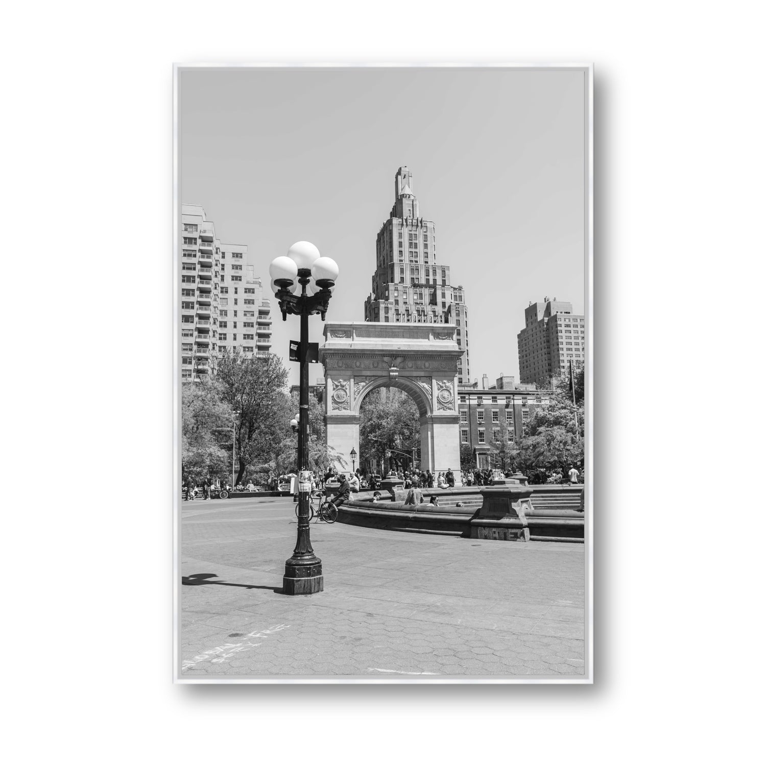 Pole Position New York NYC Black & White wall art Statement fine art canvas in white float frame
