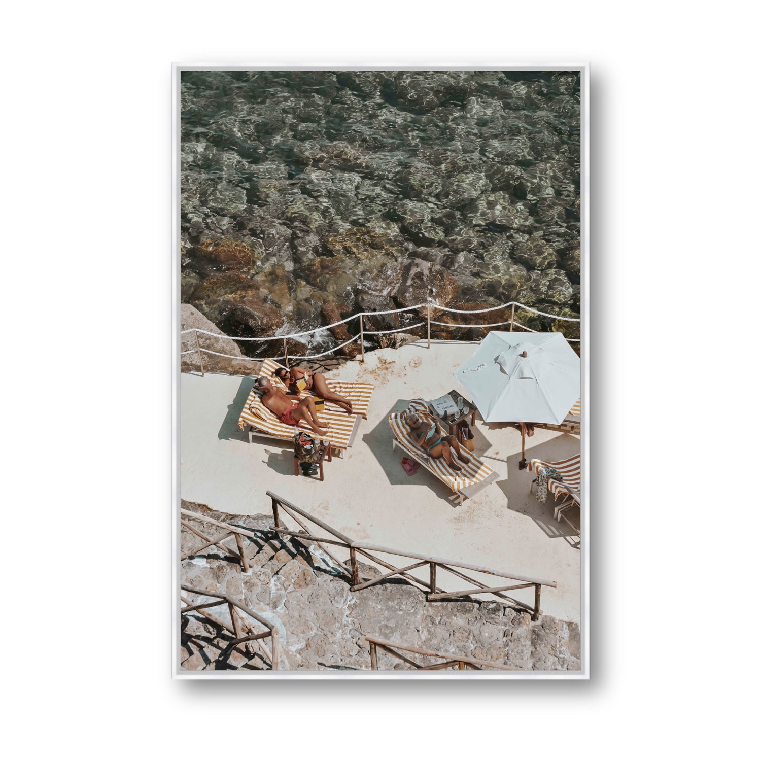 Lounge Lizards Tuscany Italian decor wall art Statement fine art canvas in white float frame