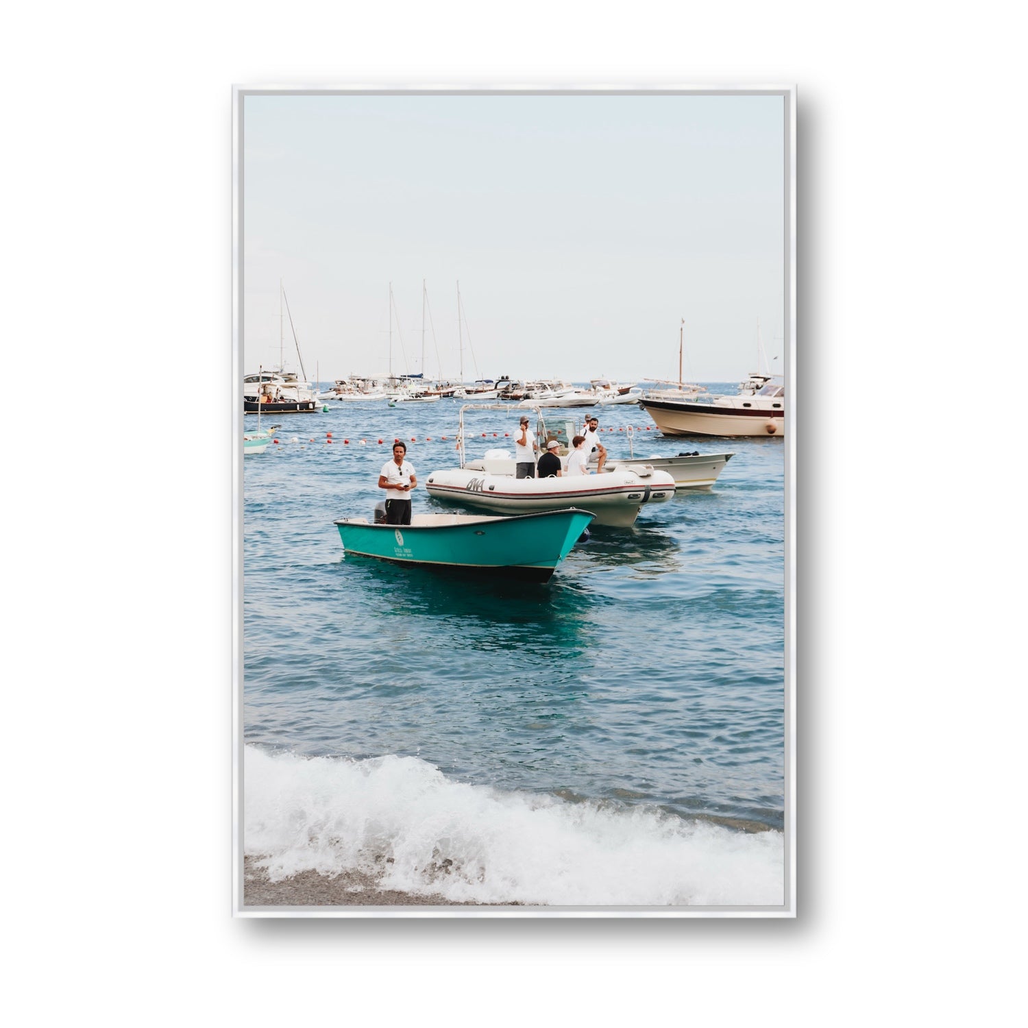 Twilight Tenders Positano wall art Statement fine art canvas in white float frame