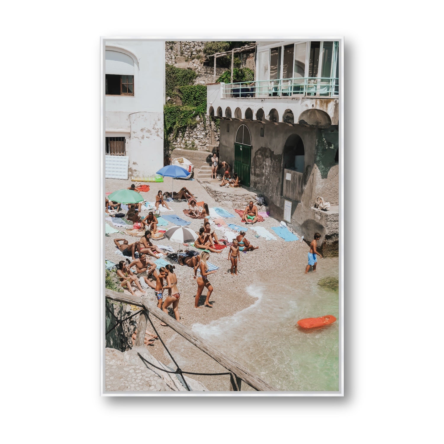 The Sunbathers Oasis fine art print, Capri, Italy, Statement, White Float Frame, Fine Art Canvas