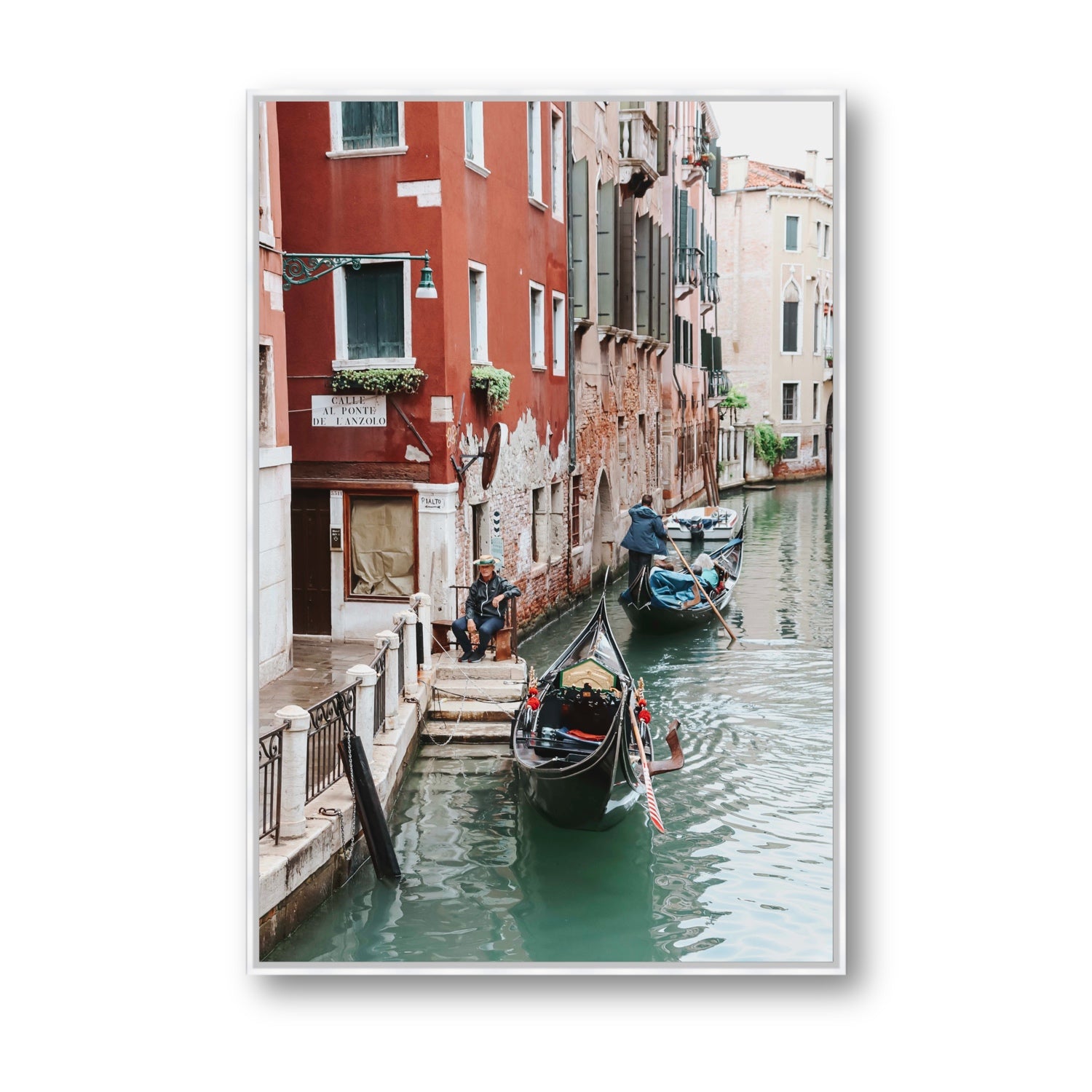 The Merchant Venice Canal Italian wall art Statement fine art canvas in white float frame