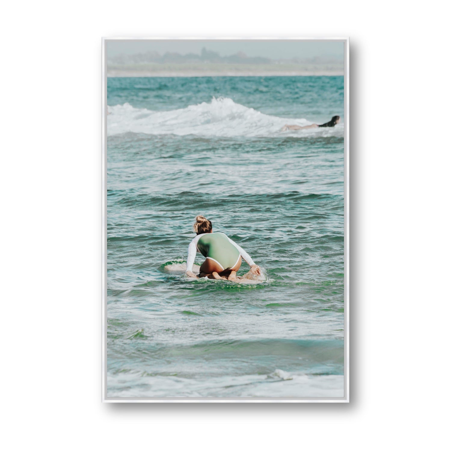 Quincy Byron Bay Surf coastal wall art Statement fine art canvas in white float frame