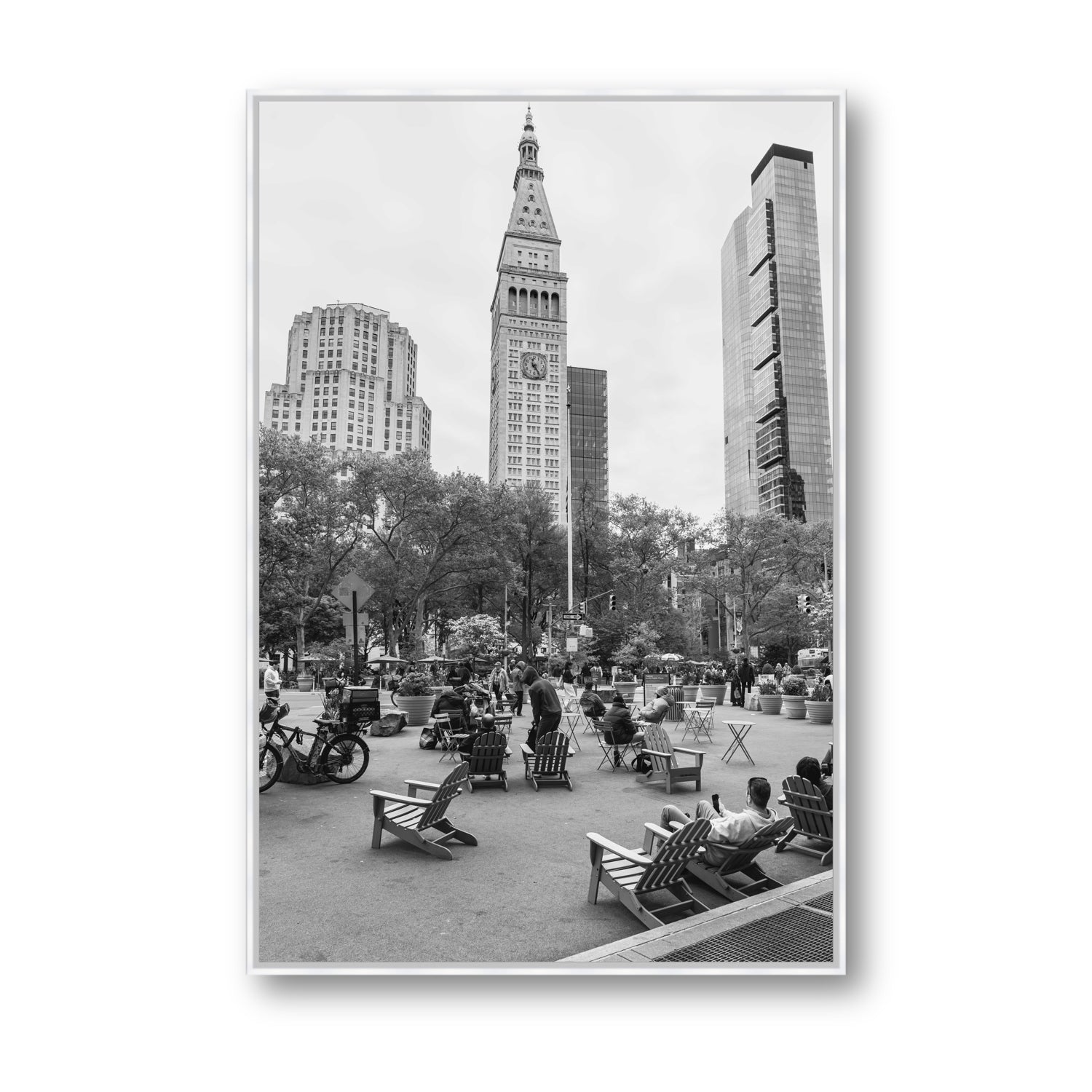 Timeless New York New York NYC Black & White wall art Statement fine art canvas in white float frame