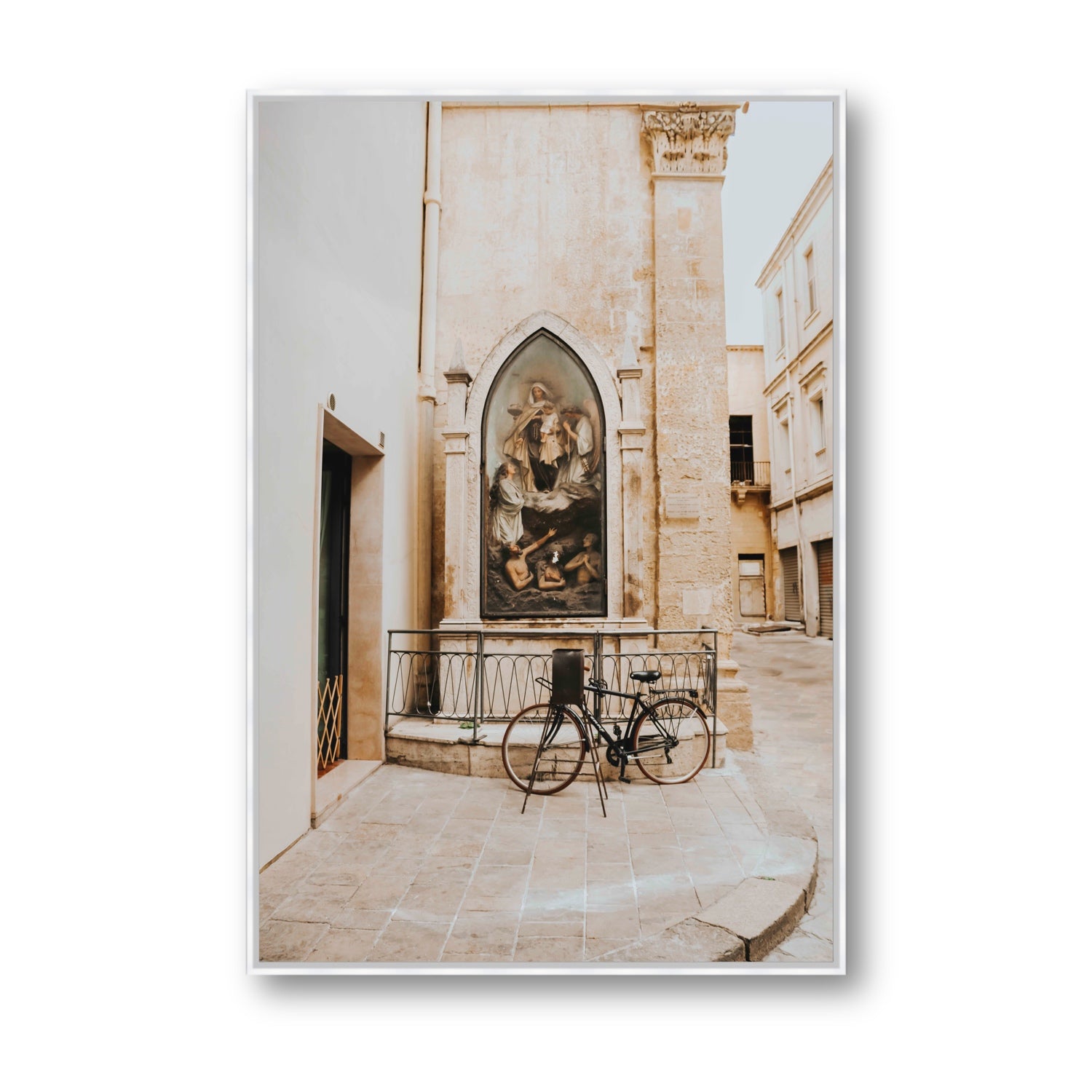 La Chiesa Puglia Otranto Italian wall art Statement fine art canvas in white float frame