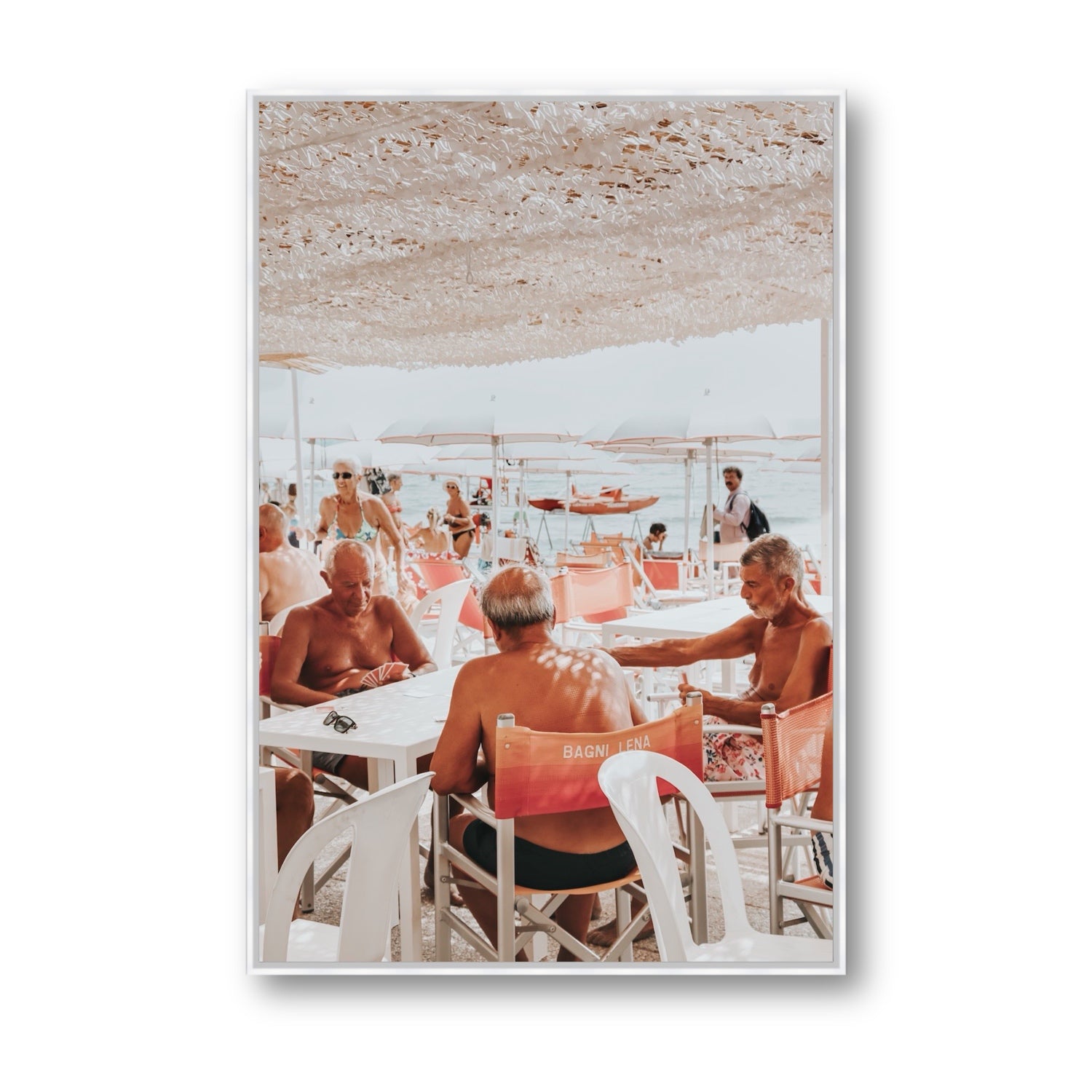 The Players fine art print, Alassio, Italy, Statement, White Float Frame, Fine Art Canvas