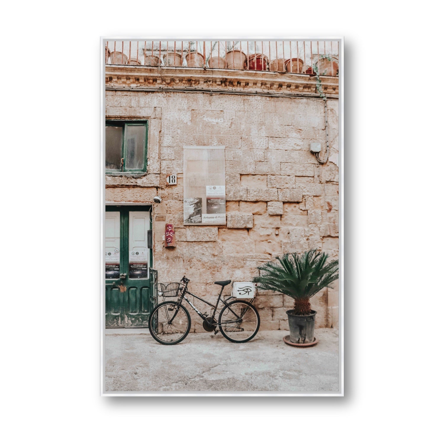 Salento Streets Puglia Lecce Italian wall art Statement fine art canvas in white float frame