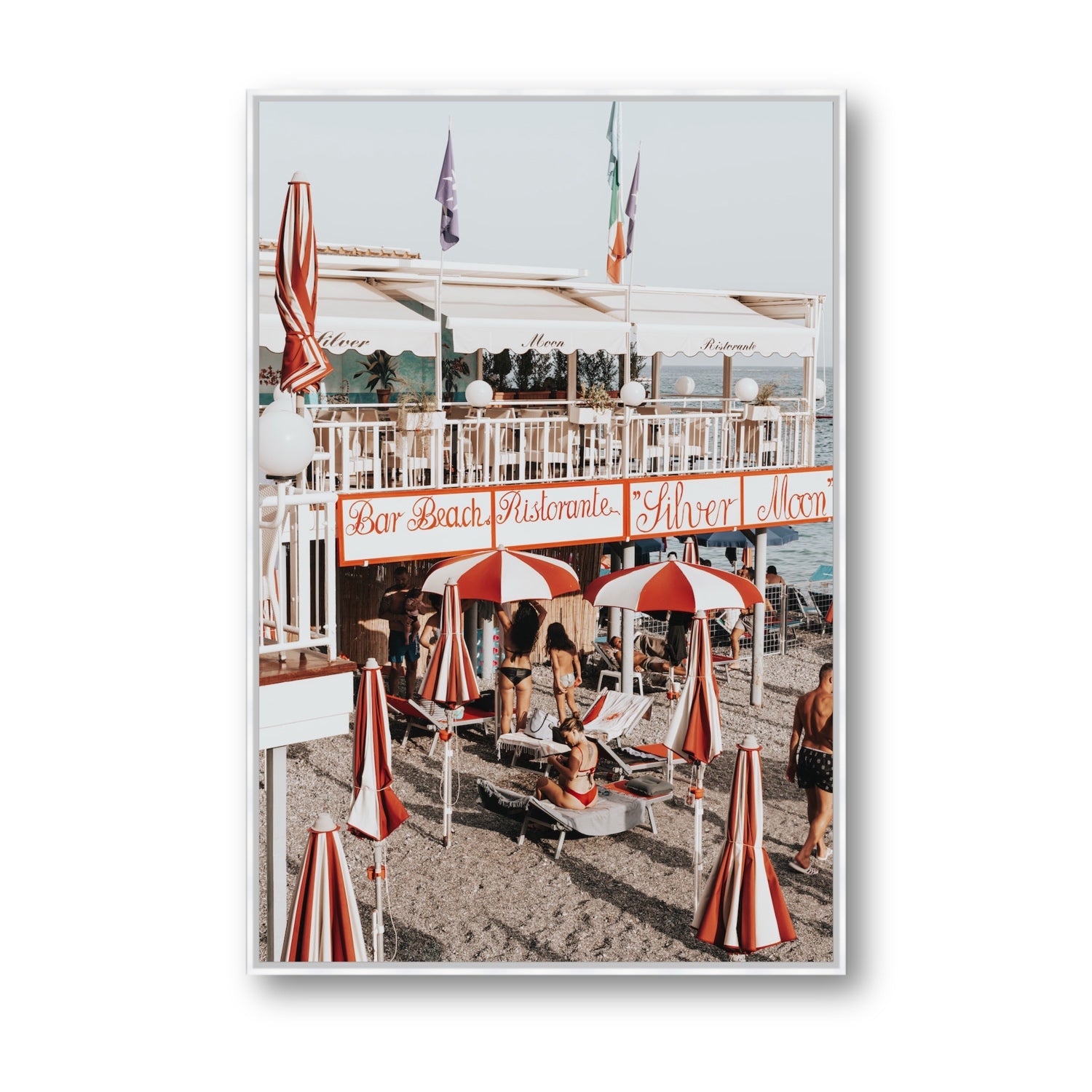 Vintage Amalfi Amalfi Mediterranean wall art Statement fine art canvas in white float frame