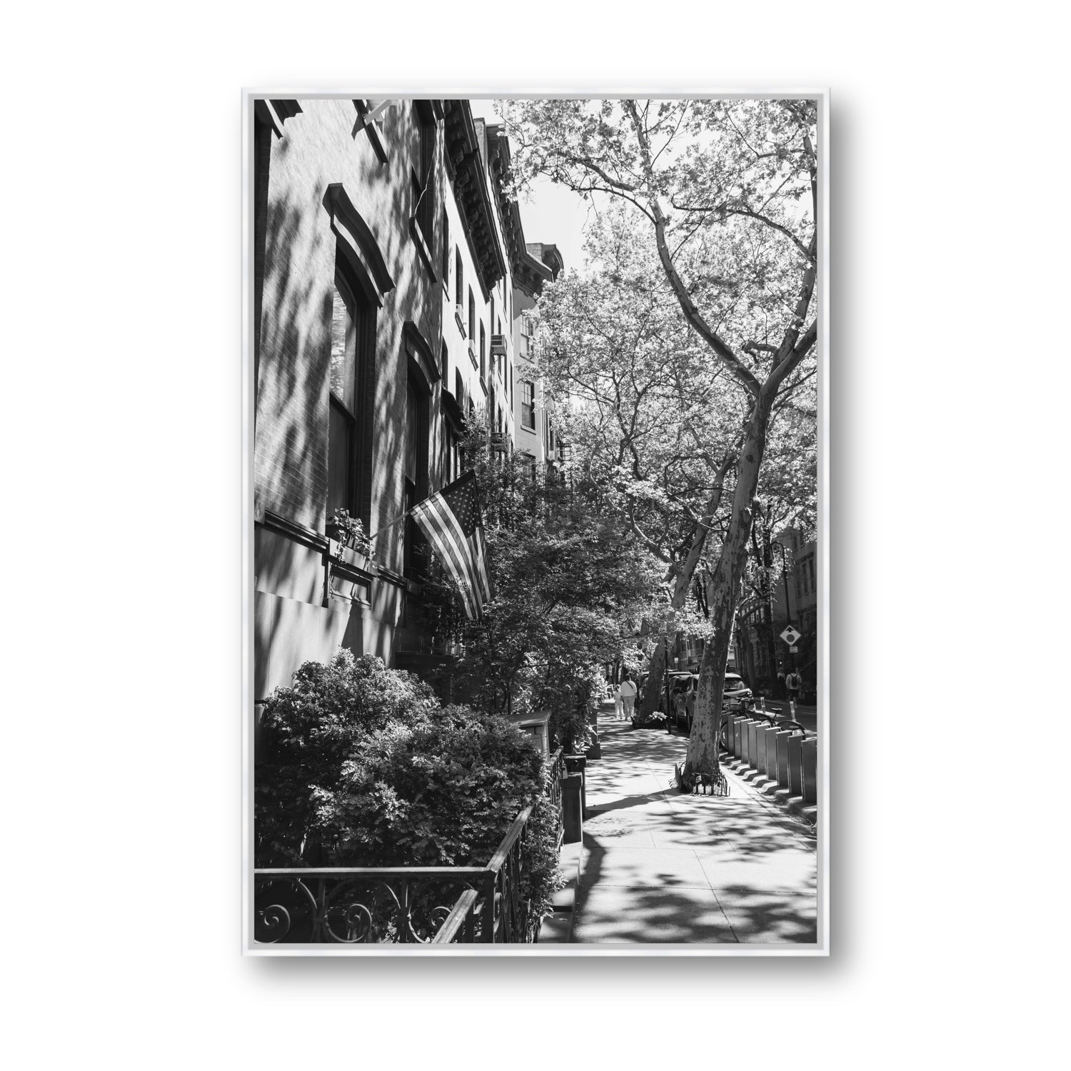 Urban Patriotism New York NYC Black & White wall art Statement fine art canvas in white float frame