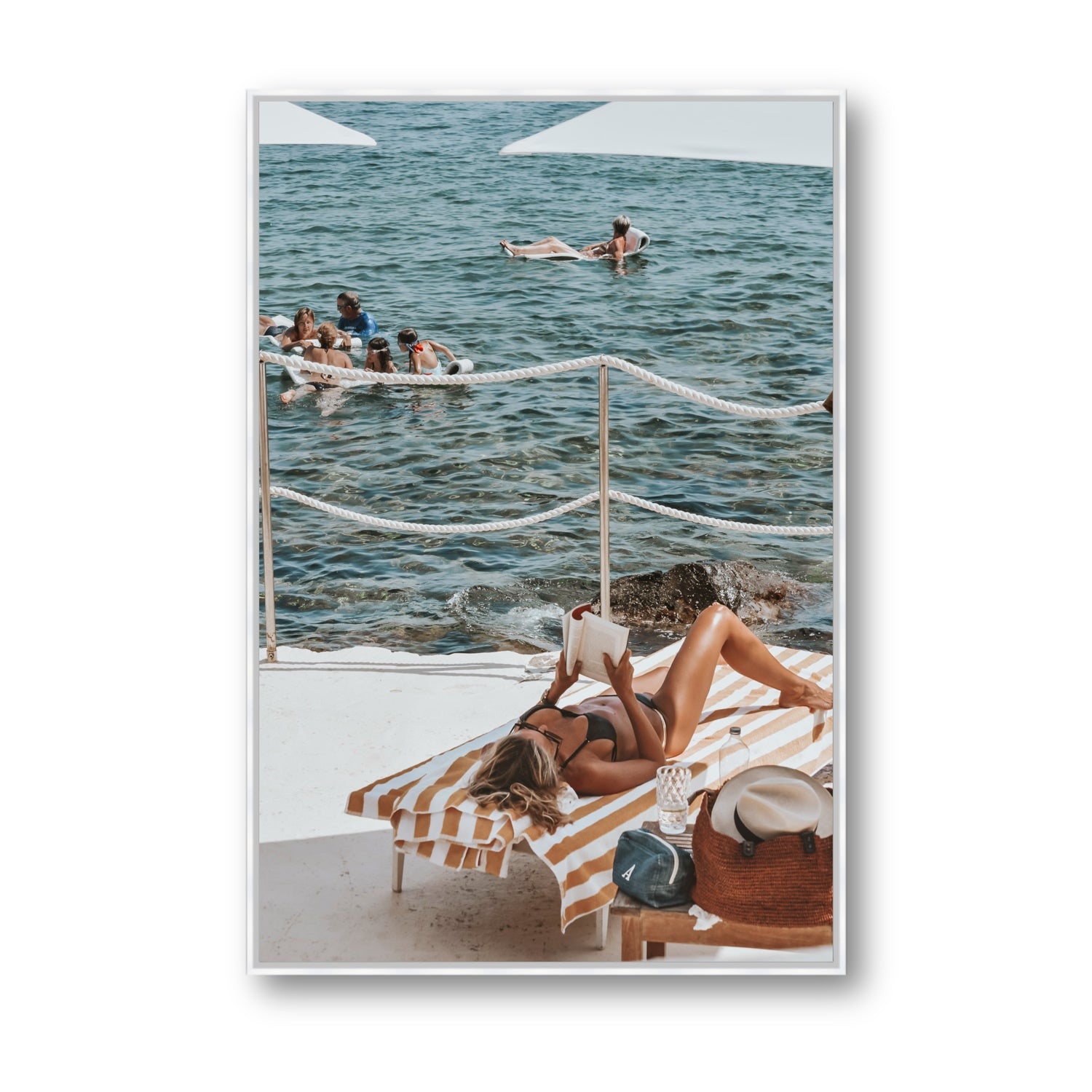 Cloud Nine Tuscany Italian decor wall art Statement fine art canvas in white float frame