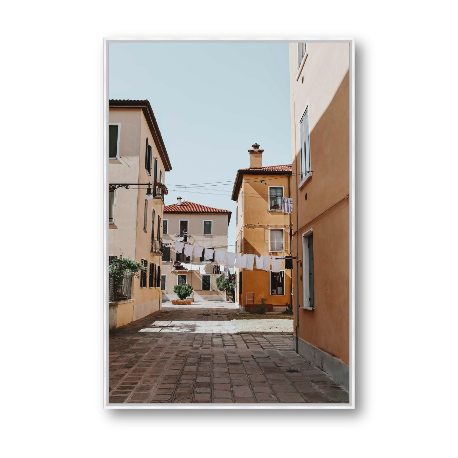 Terraferma Venice Italian wall art Statement fine art canvas in white float frame