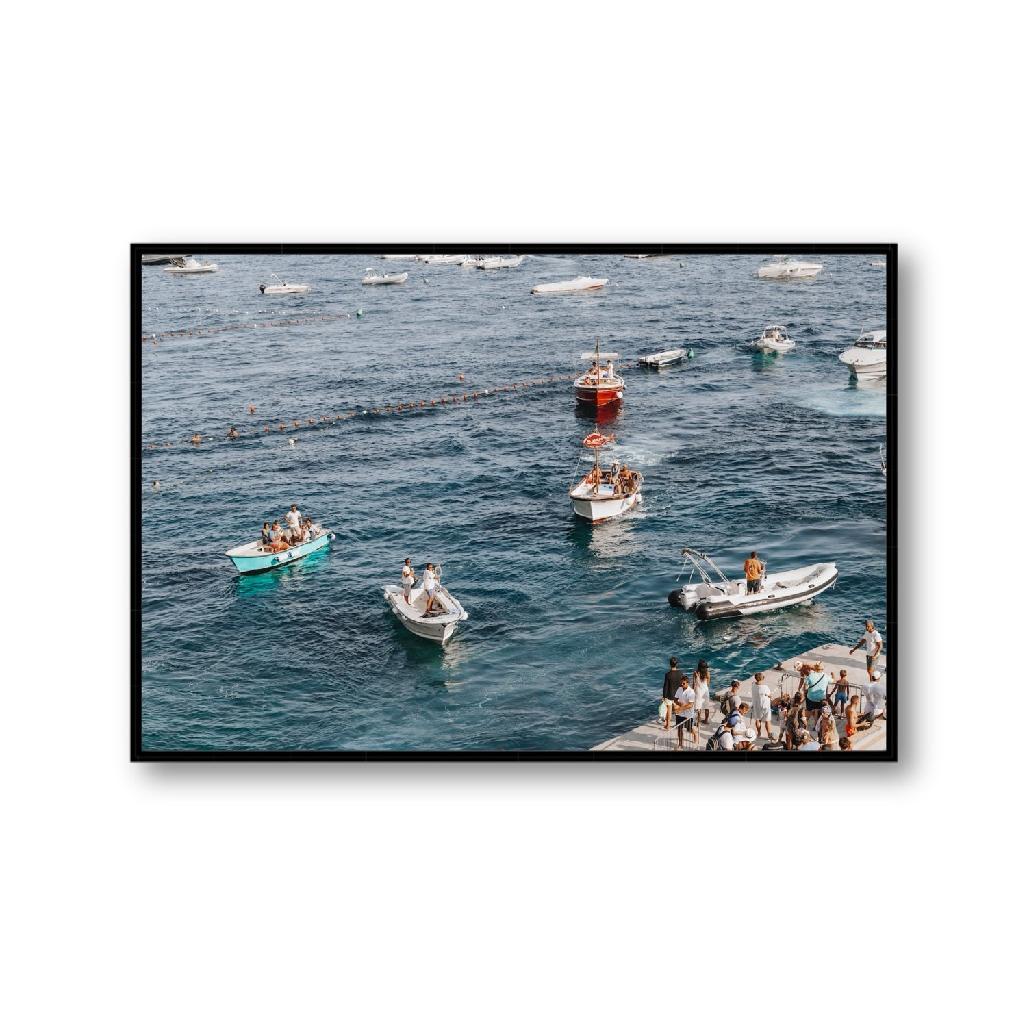 Nautical Parade Positano wall art Gallery fine art canvas in black float frame