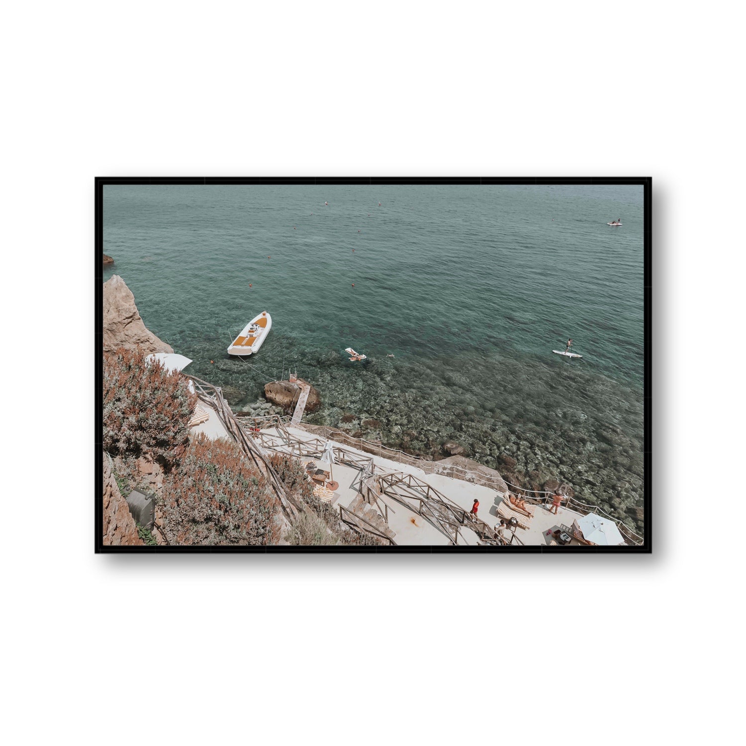 The Lagoon Tuscany coastal Italian wall art Gallery fine art canvas in black float frame