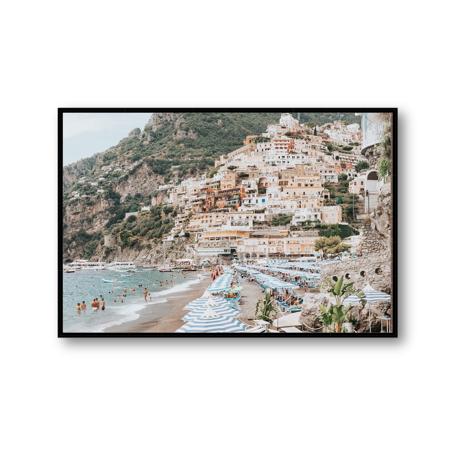 Villagio Sul Mare fine art print, Positano, Italy, Gallery, Black Float Frame, Fine Art Canvas