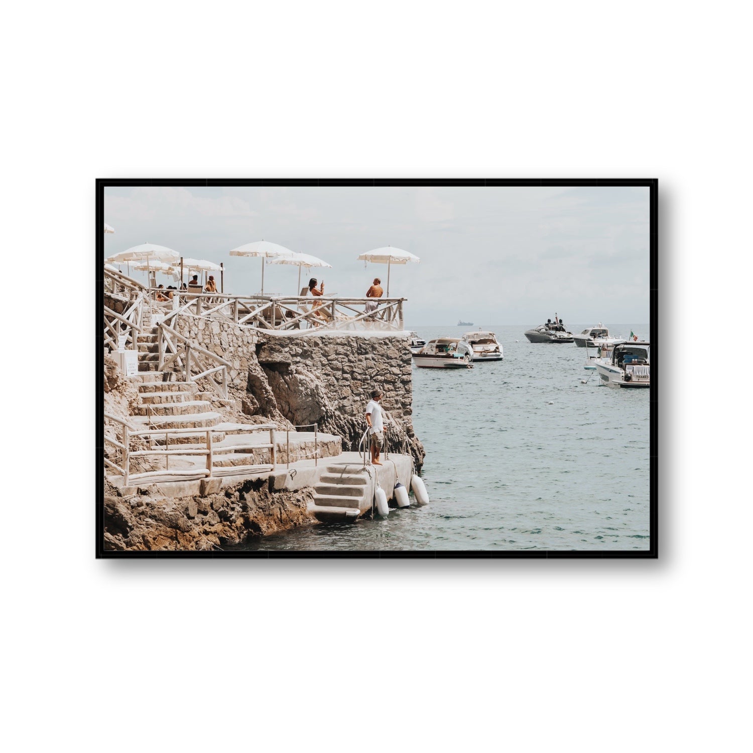 Conca Del Sogno fine art print, Nerano, Italy, Gallery, Black Float Frame, Fine Art Canvas