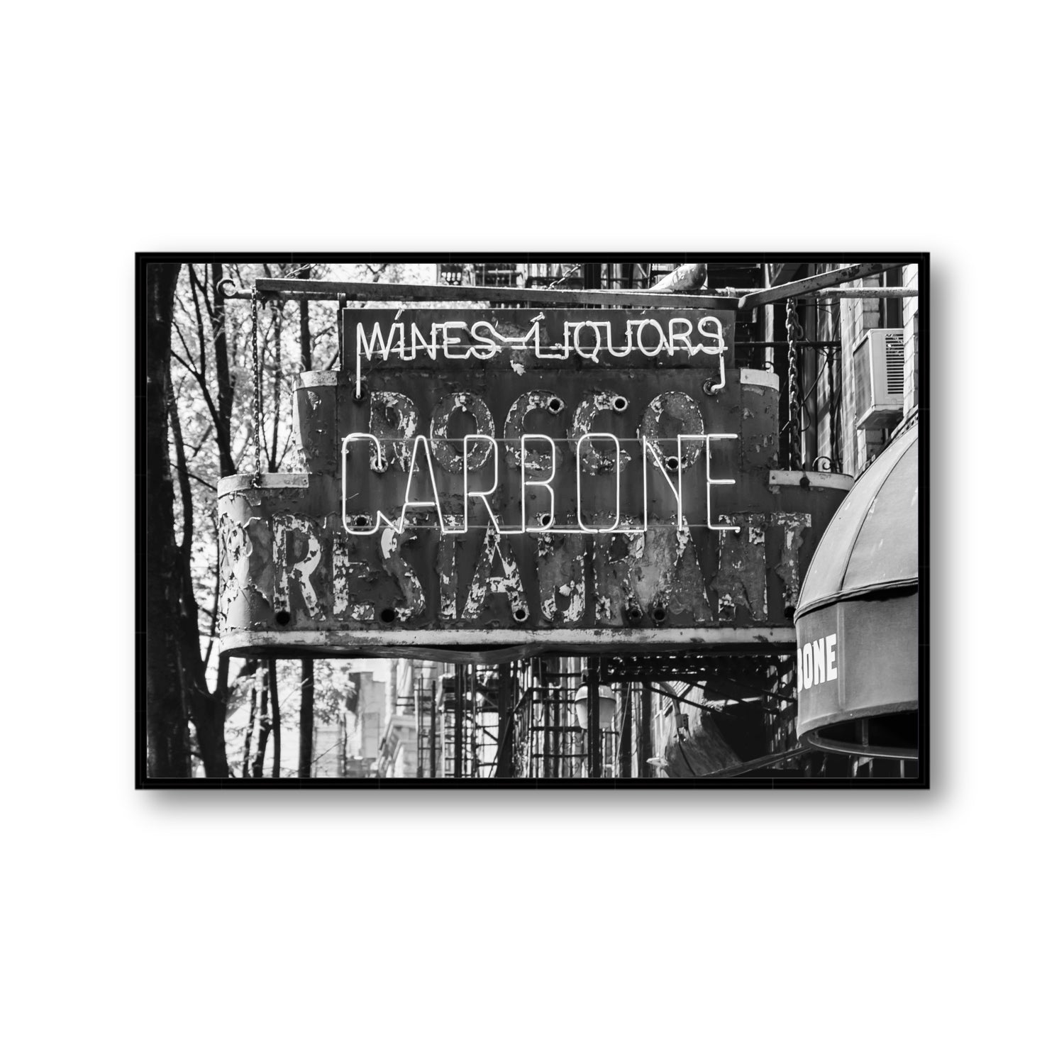 Thompson Street New York NYC Black & White wall art Gallery fine art canvas in black float frame