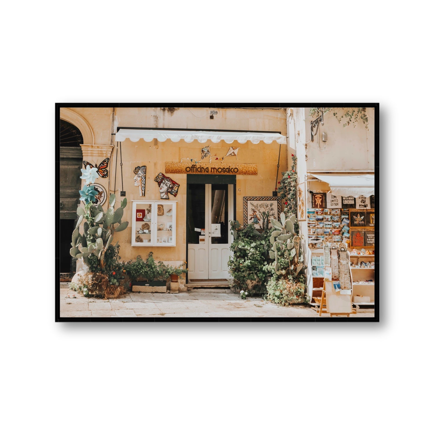 Mosaic Workshop Puglia Italian wall art Gallery fine art canvas in black float frame